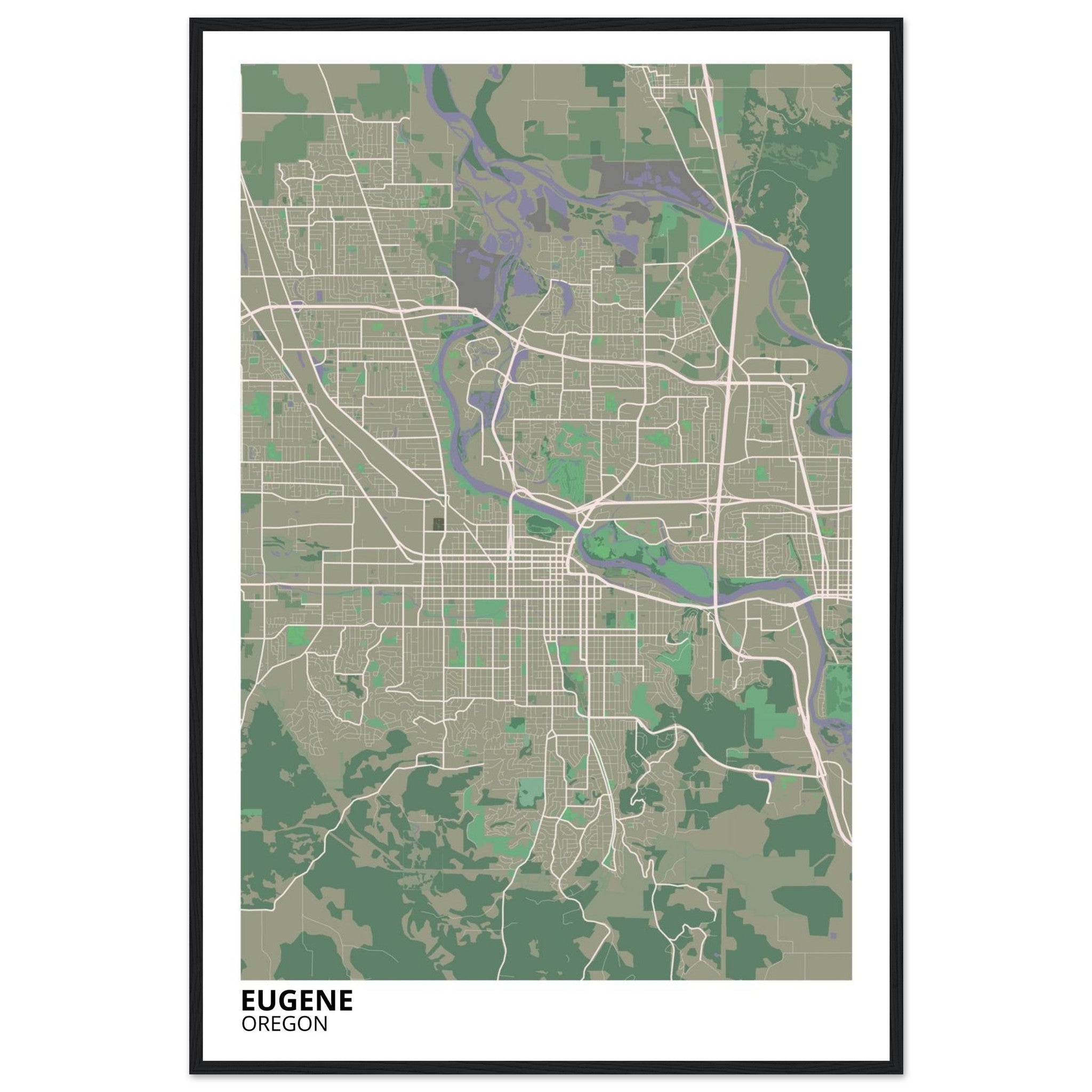Eugene Oregon City Map Poster | Custom Map Art Print - Ink And Atlas