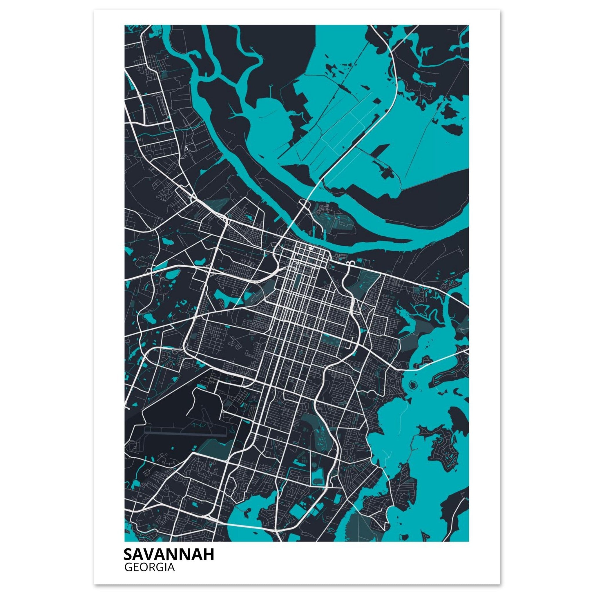 Savannah Georgia City Map Poster | Custom Map Art Print - Ink And Atlas