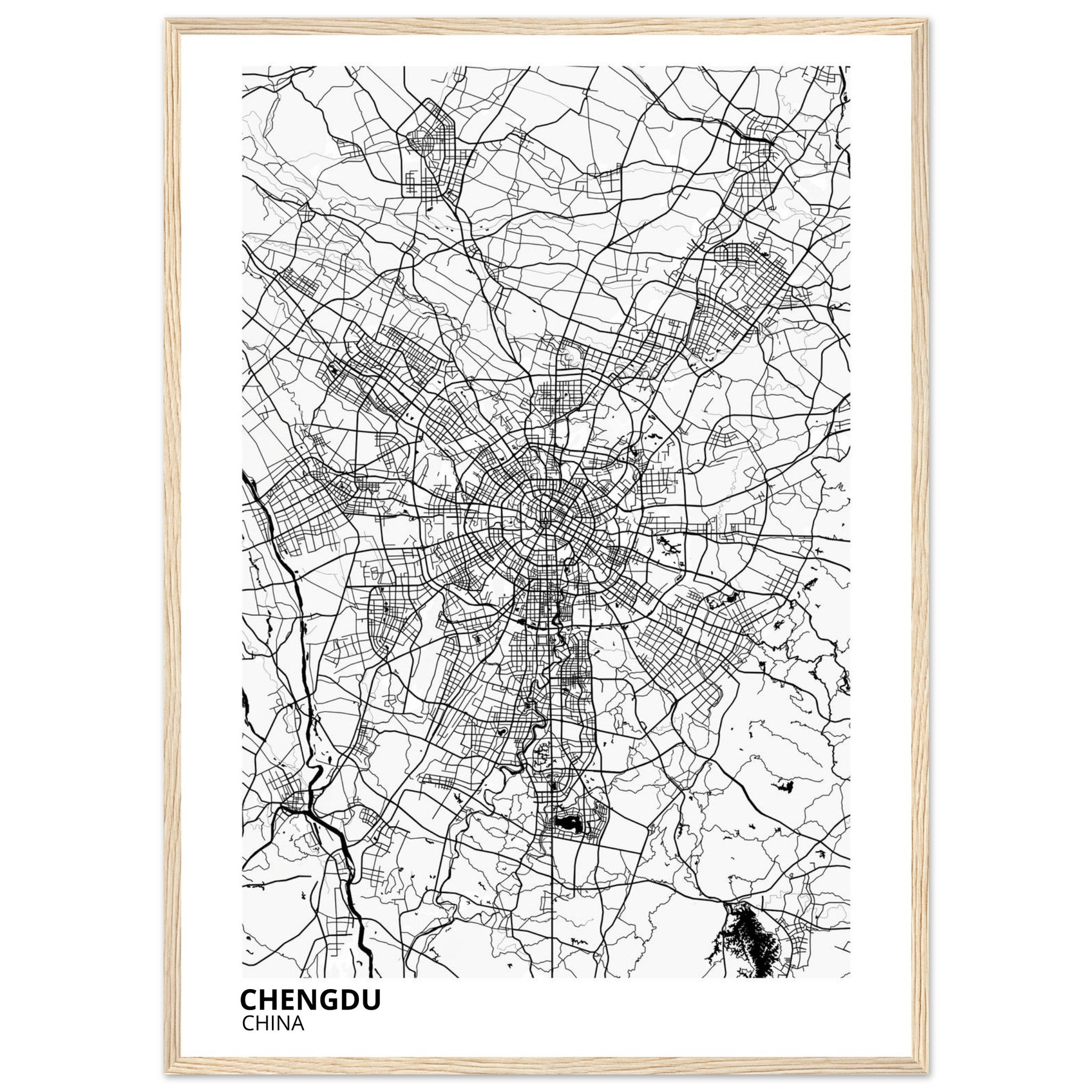 chengdu china map poster print