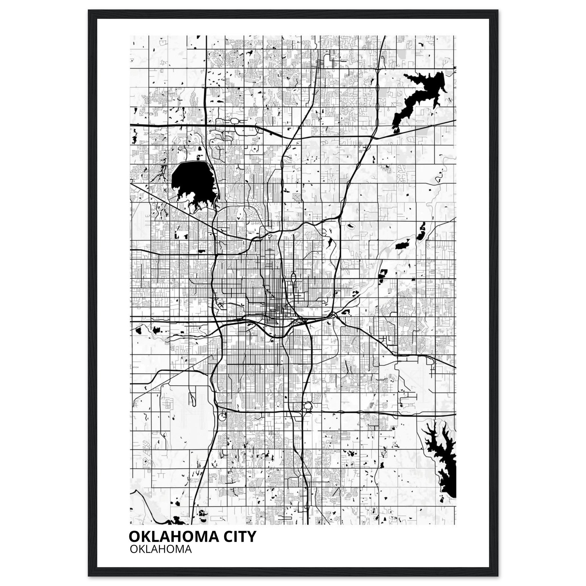 oklahoma city map poster print