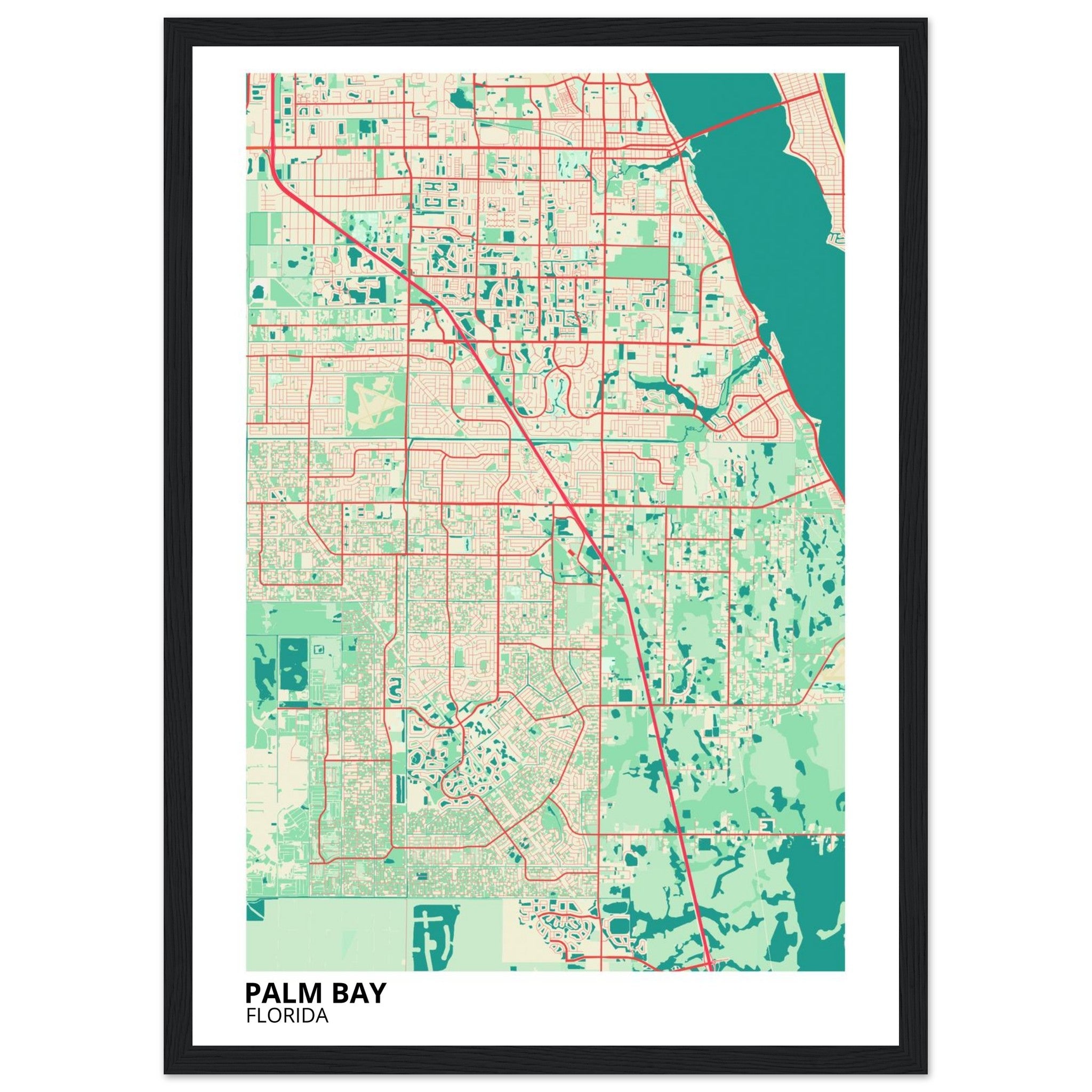 palm bay map poster print