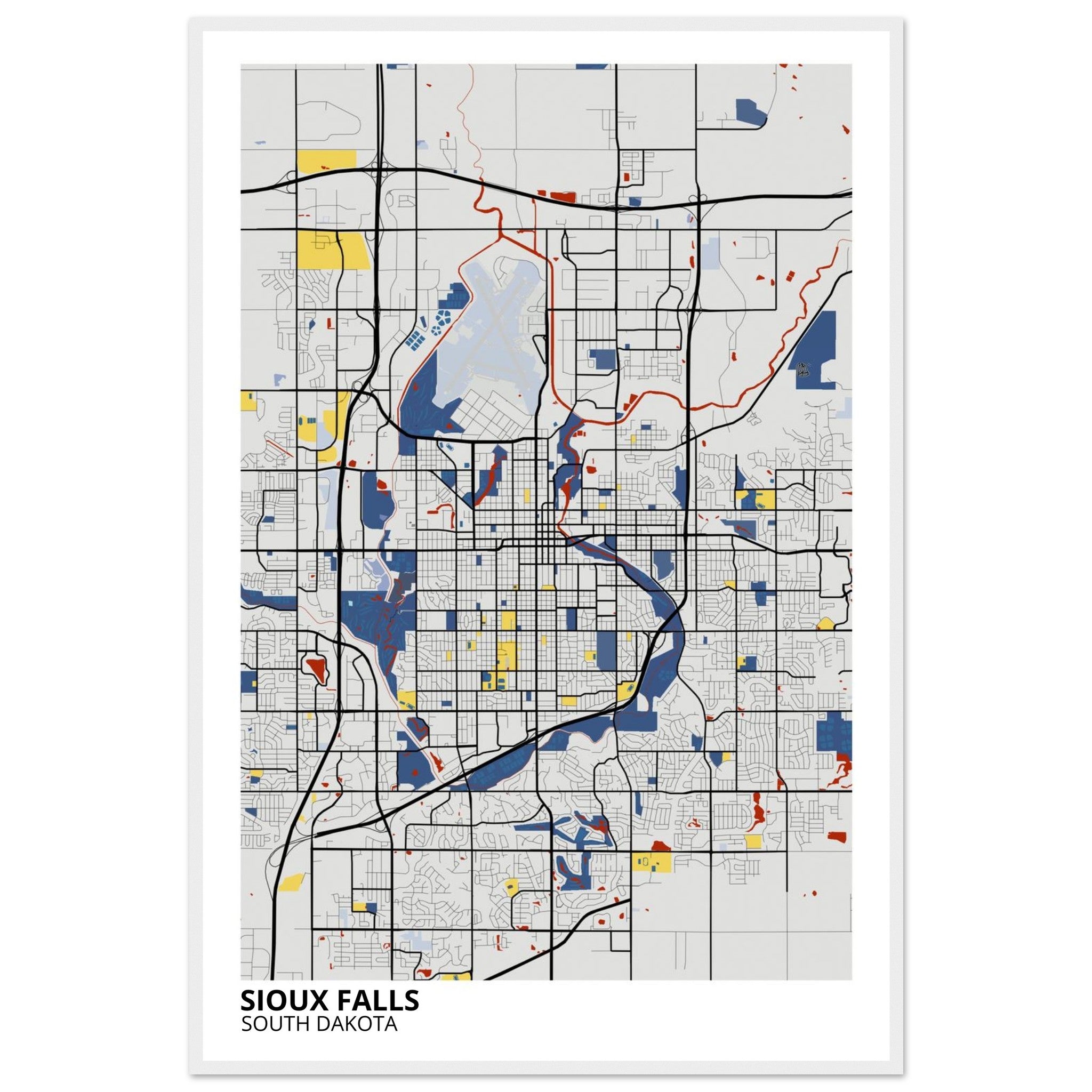 Sioux Falls South Dakota City Map Poster | Custom Map Art Print - Ink And Atlas