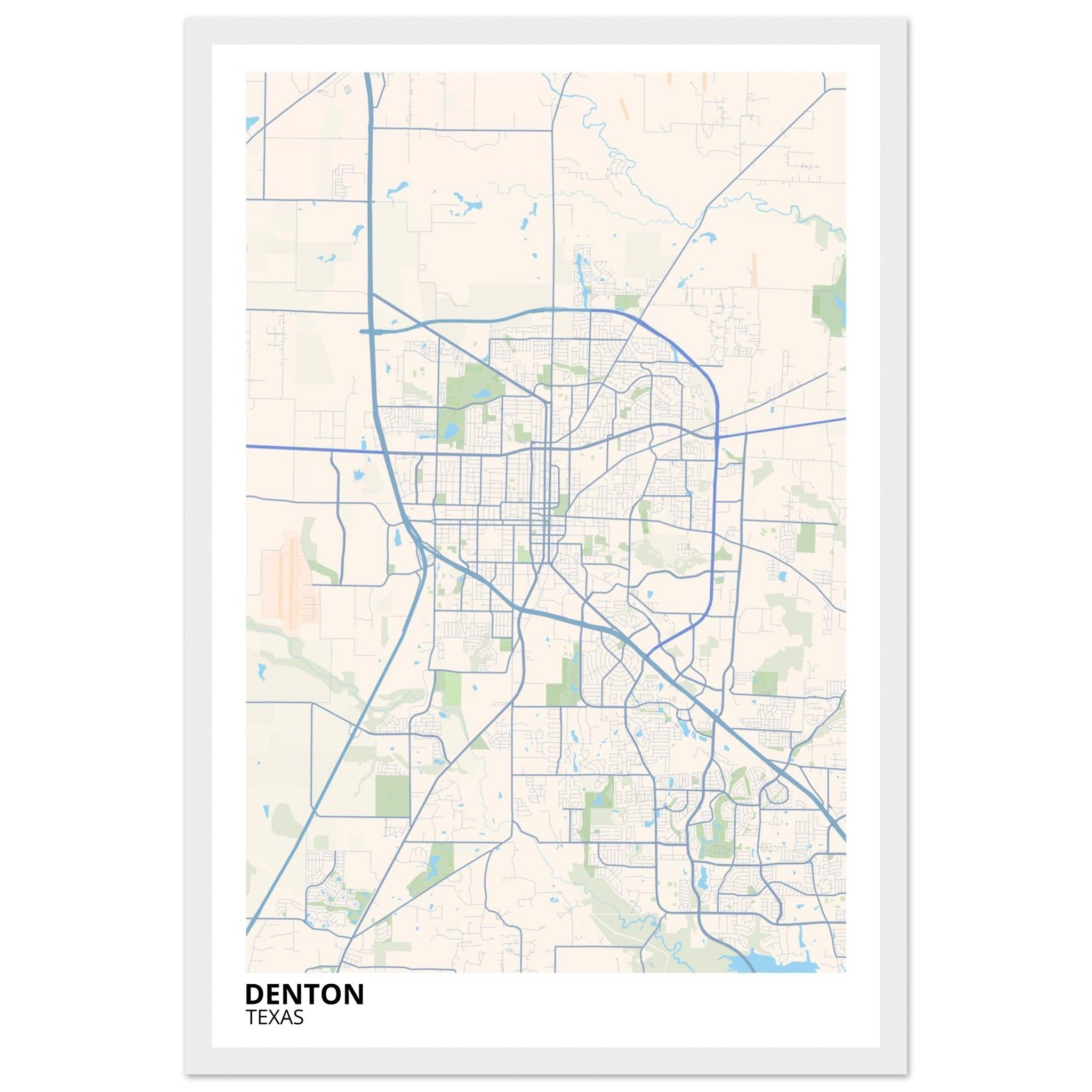 denton map poster print