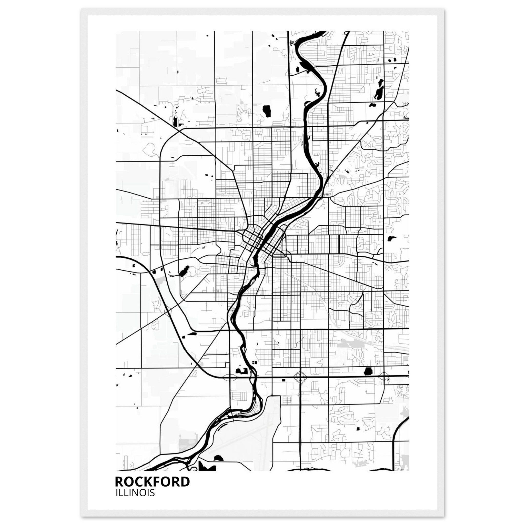 Rockford Illinois City Map Poster | Custom Map Art Print - Ink And Atlas