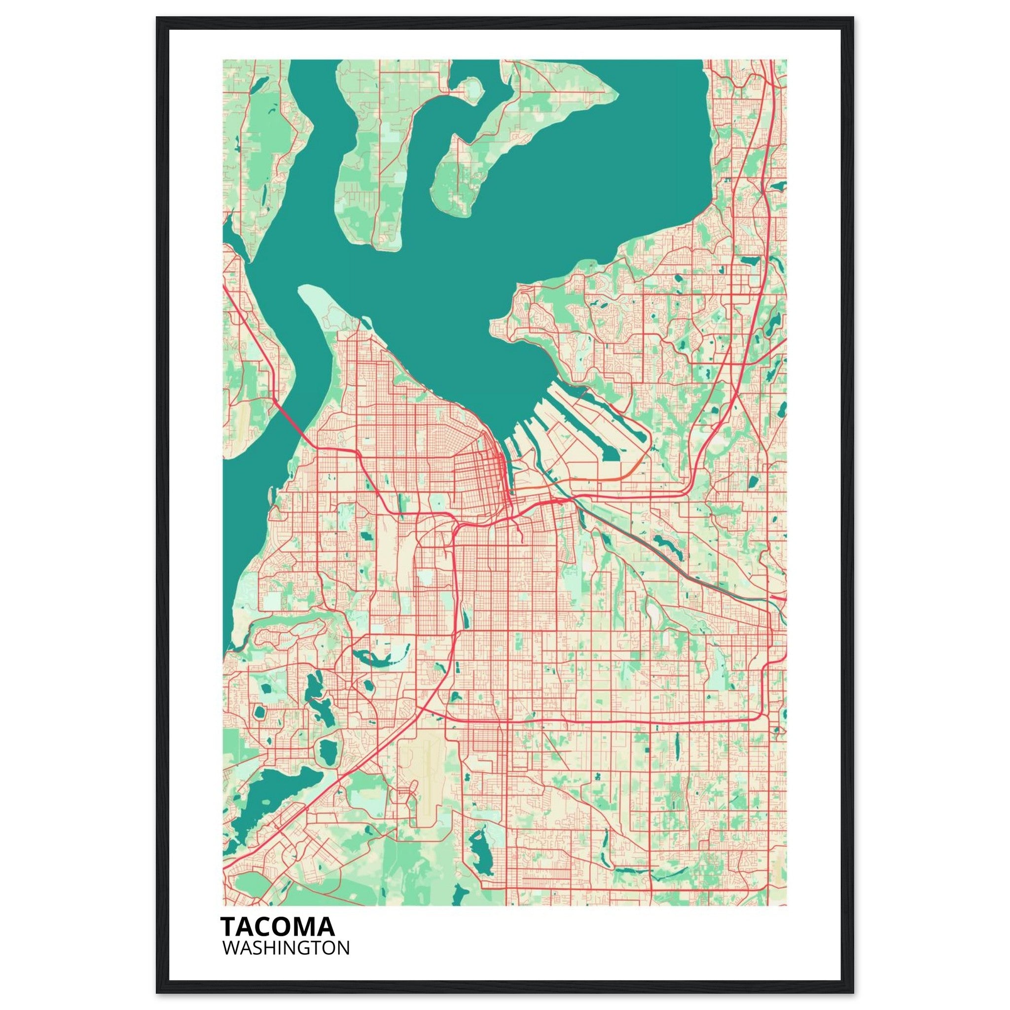 Tacoma Washington City Map Poster | Custom Map Art Print - Ink And Atlas