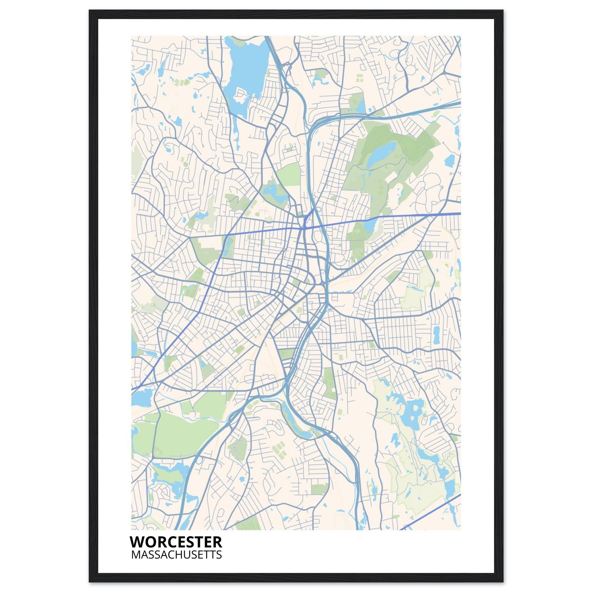 worcester map poster print