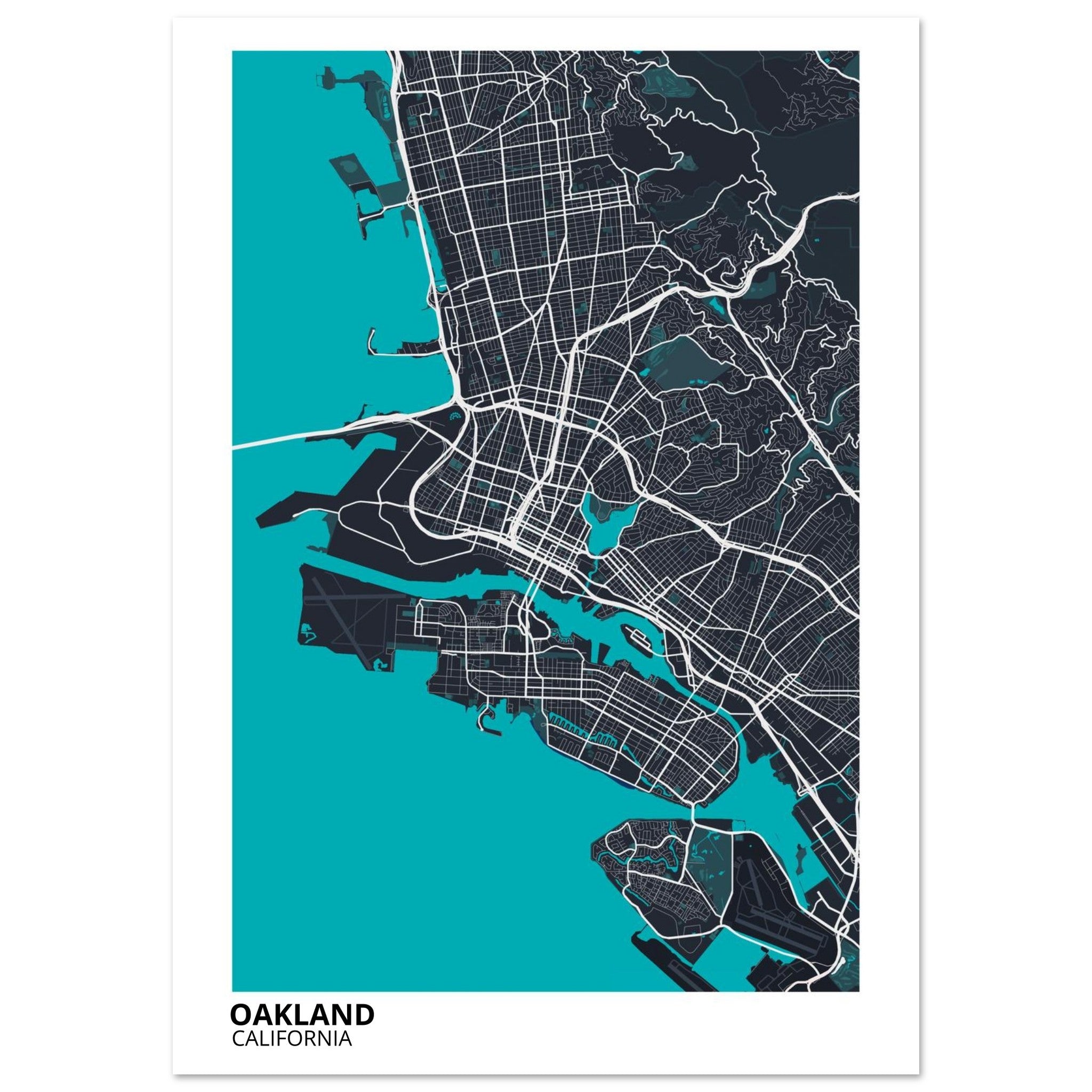 oakland map poster print