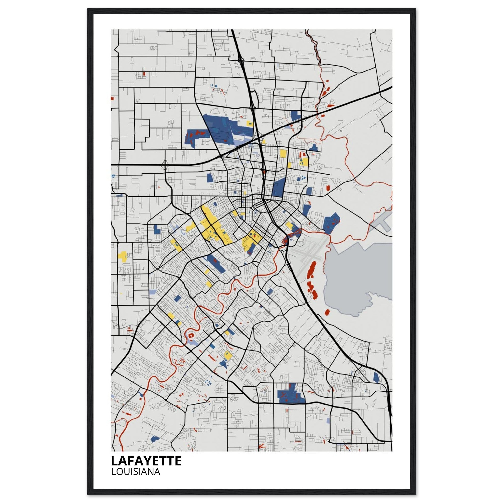 Lafayette Louisiana City Map Poster | Custom Map Art Print - Ink And Atlas