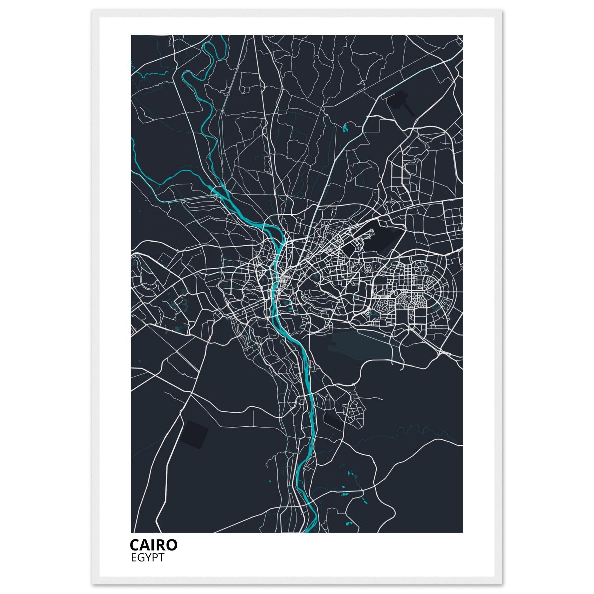cairo egypt map poster print