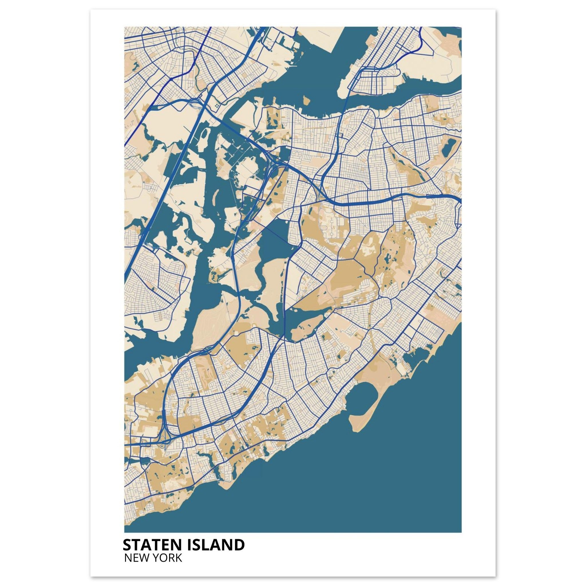 staten island map poster print