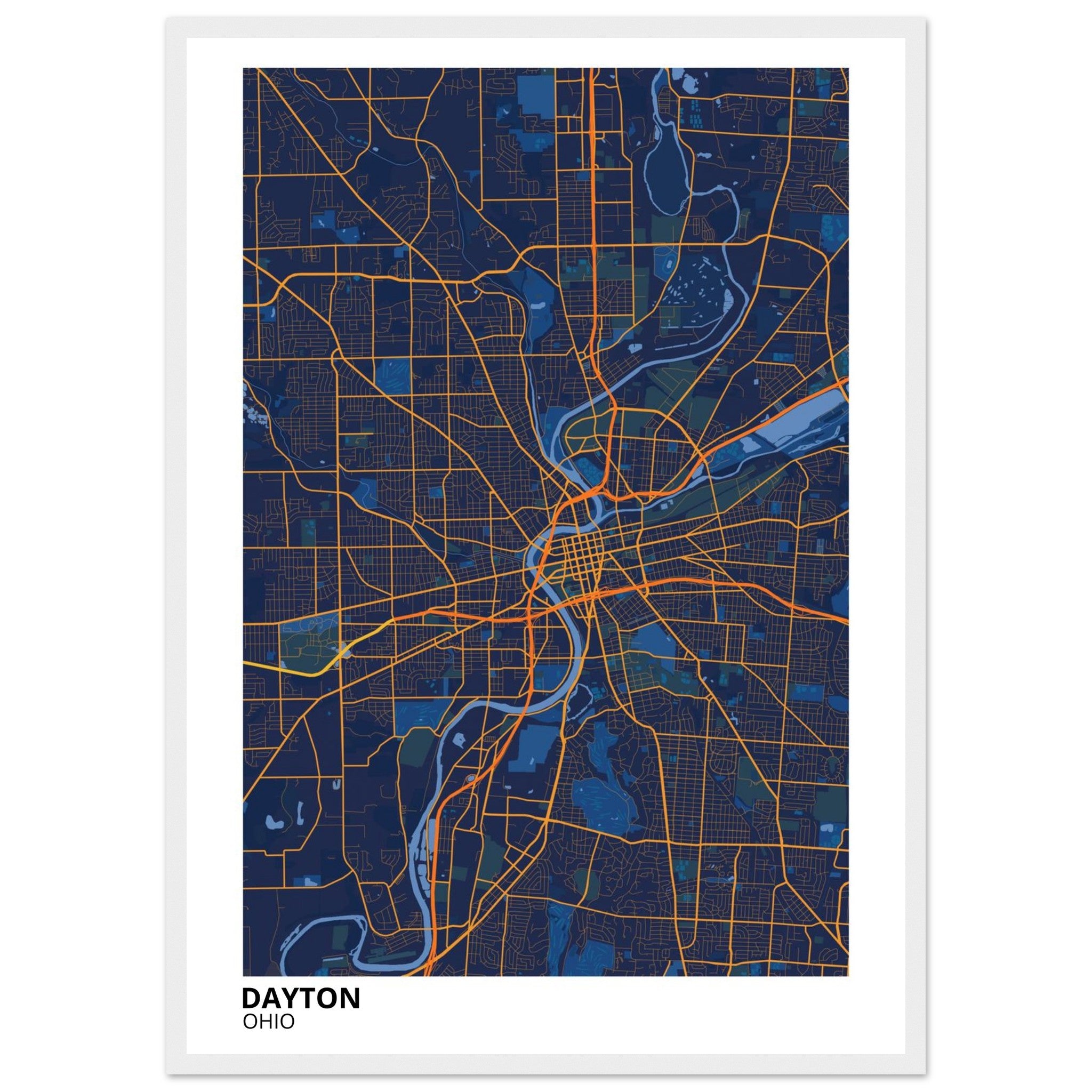 dayton map poster print