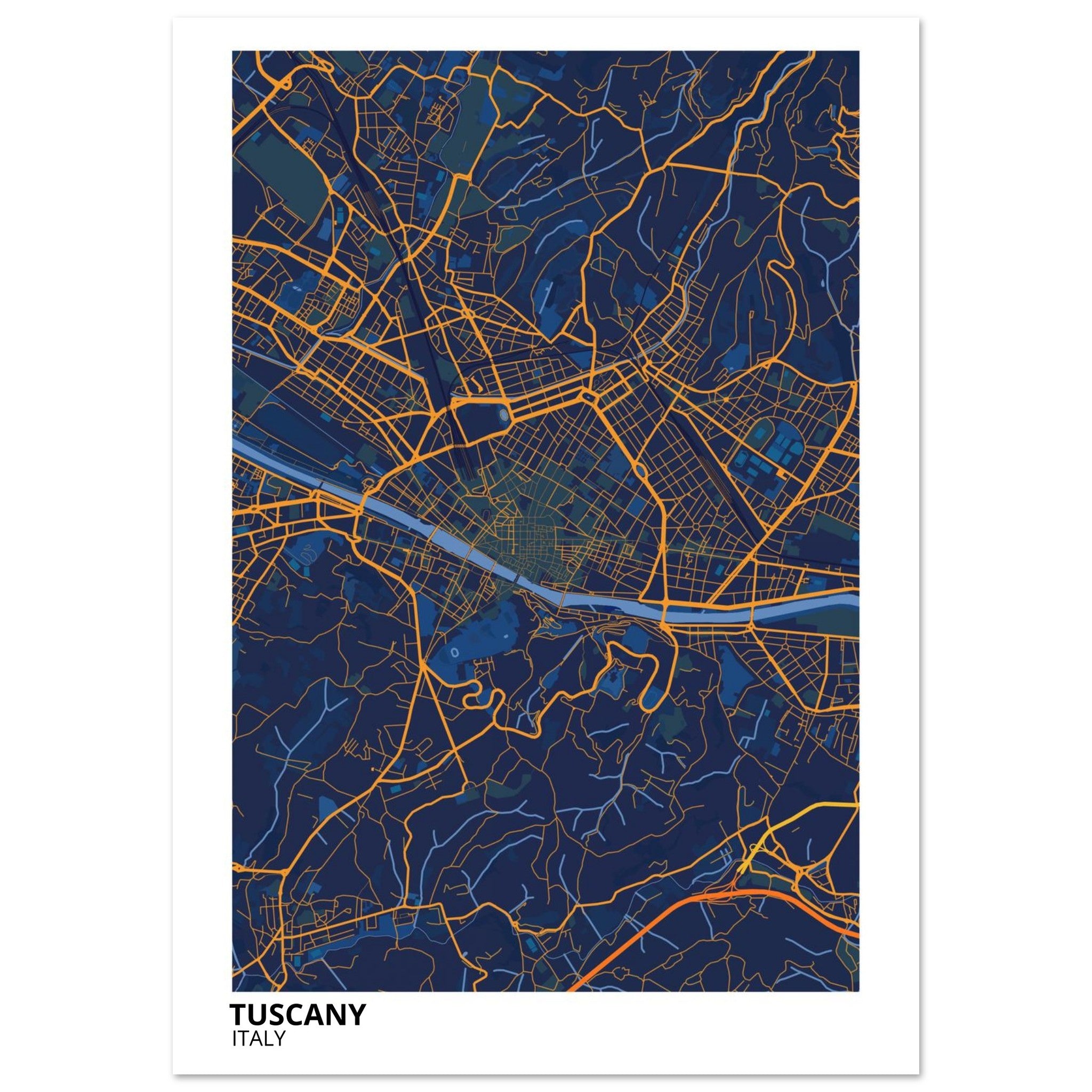 Tuscany Italy City Map Poster | Custom Map Art Print - Ink And Atlas