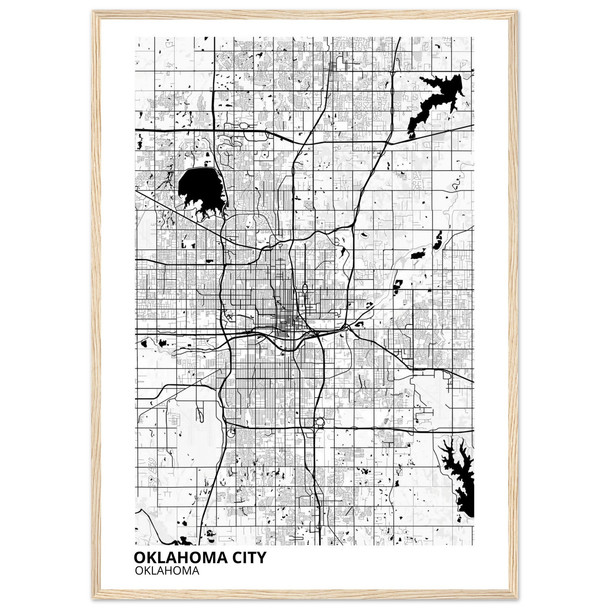 oklahoma city map poster print