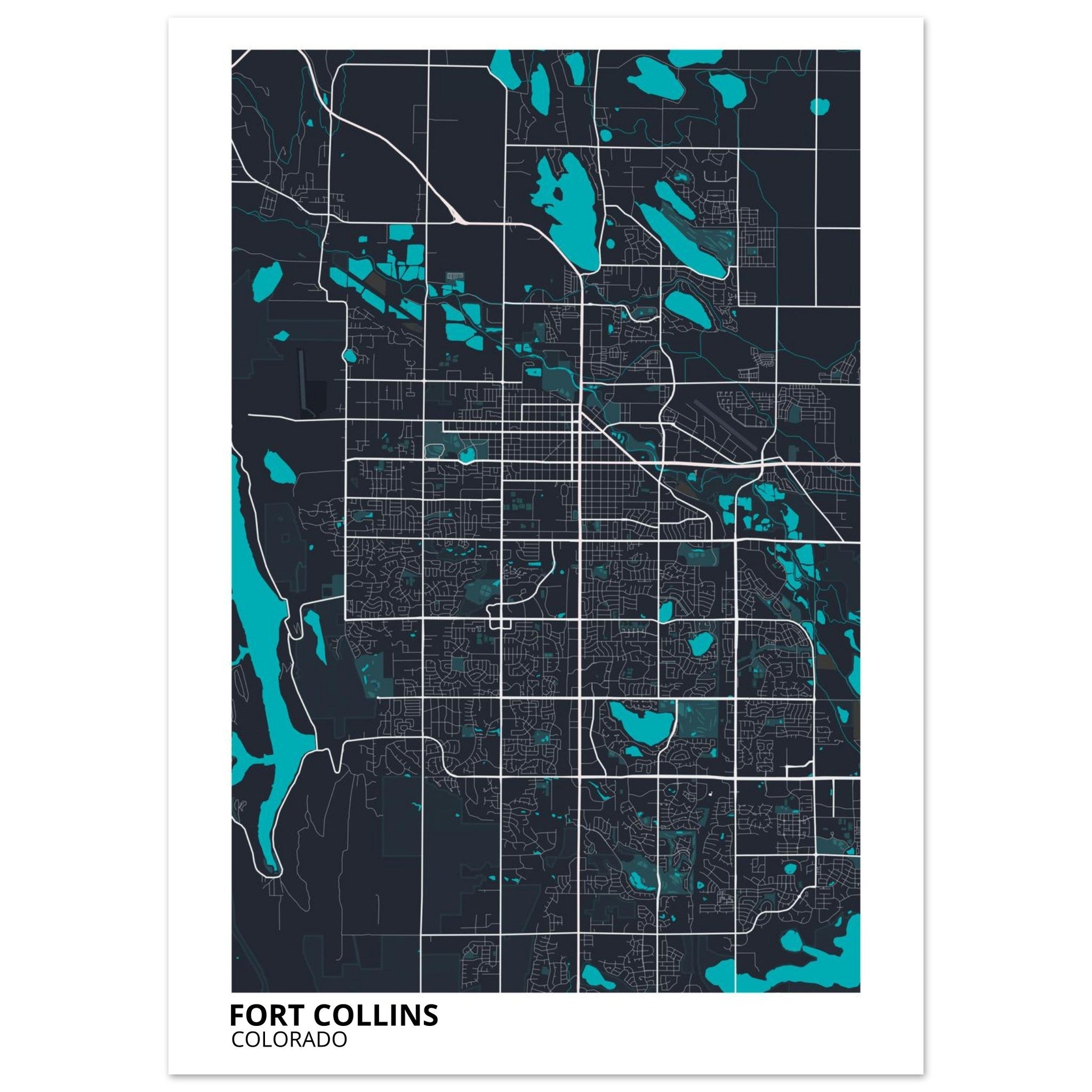 Fort Collins Colorado City Map Poster | Custom Map Art Print - Ink And Atlas