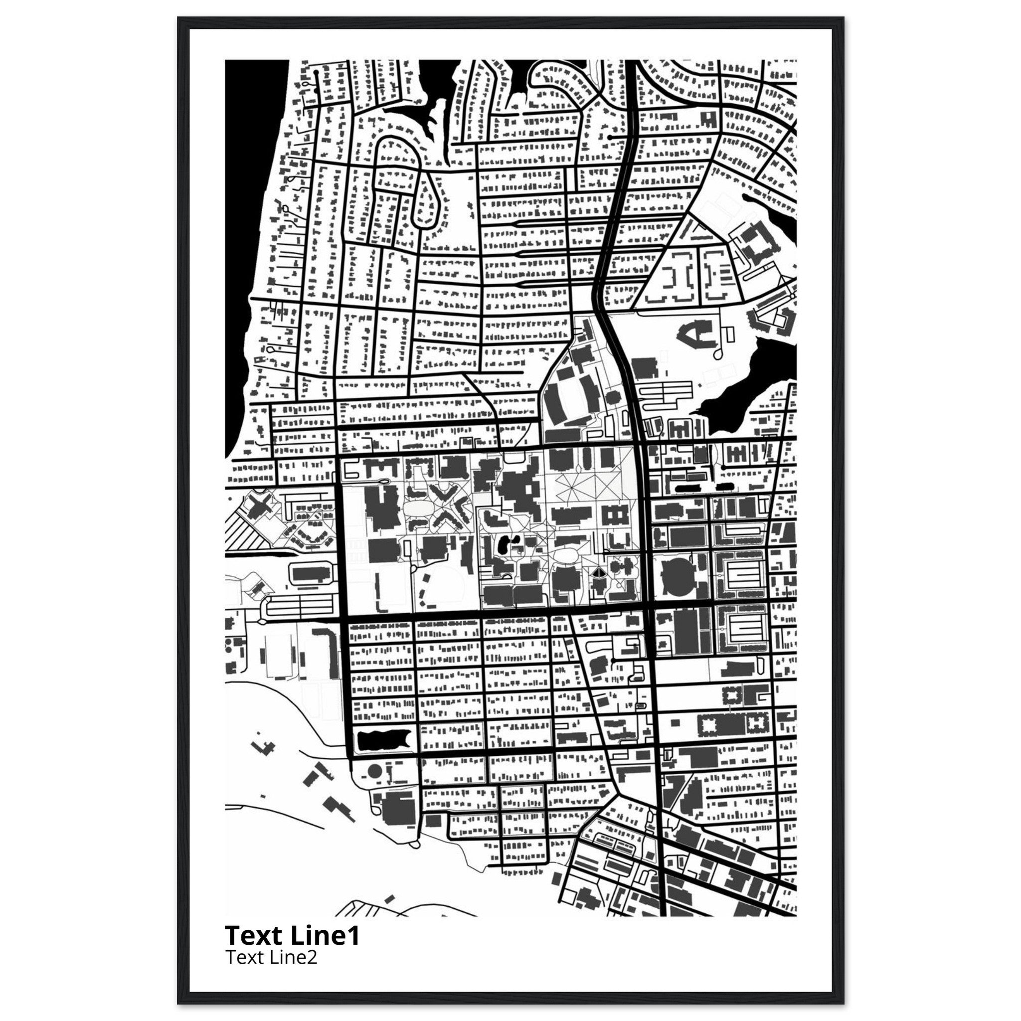 old dominion university virginia modern campus map print