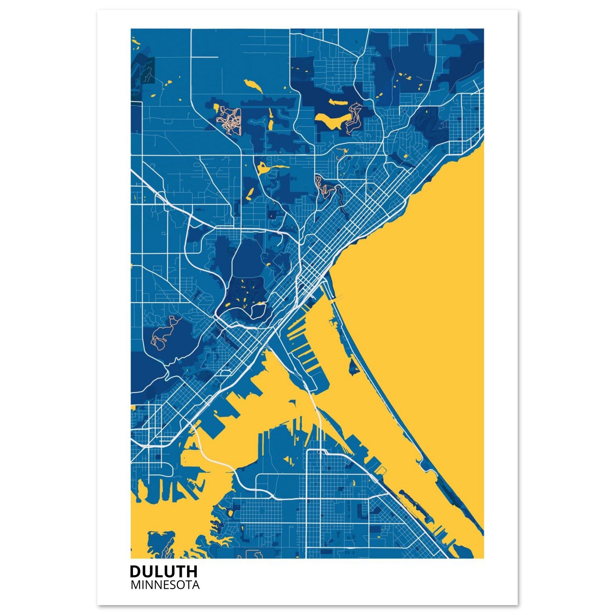 Duluth Minnesota City Map Poster | Custom Map Art Print - Ink And Atlas