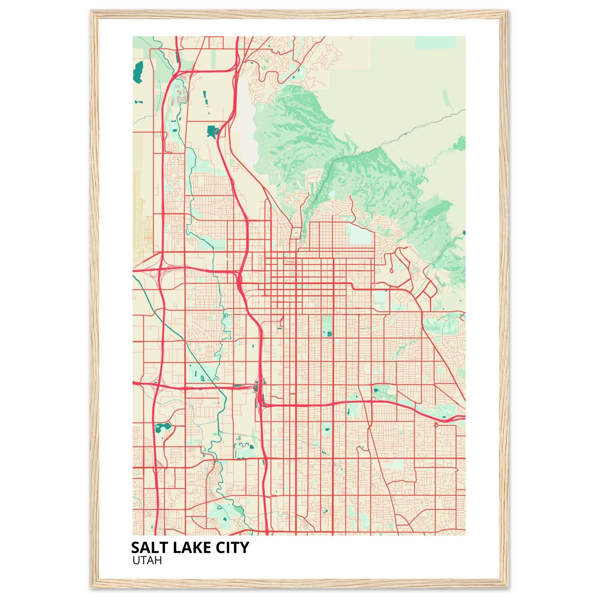 Salt Lake City Utah City Map Poster | Custom Map Art Print - Ink And Atlas