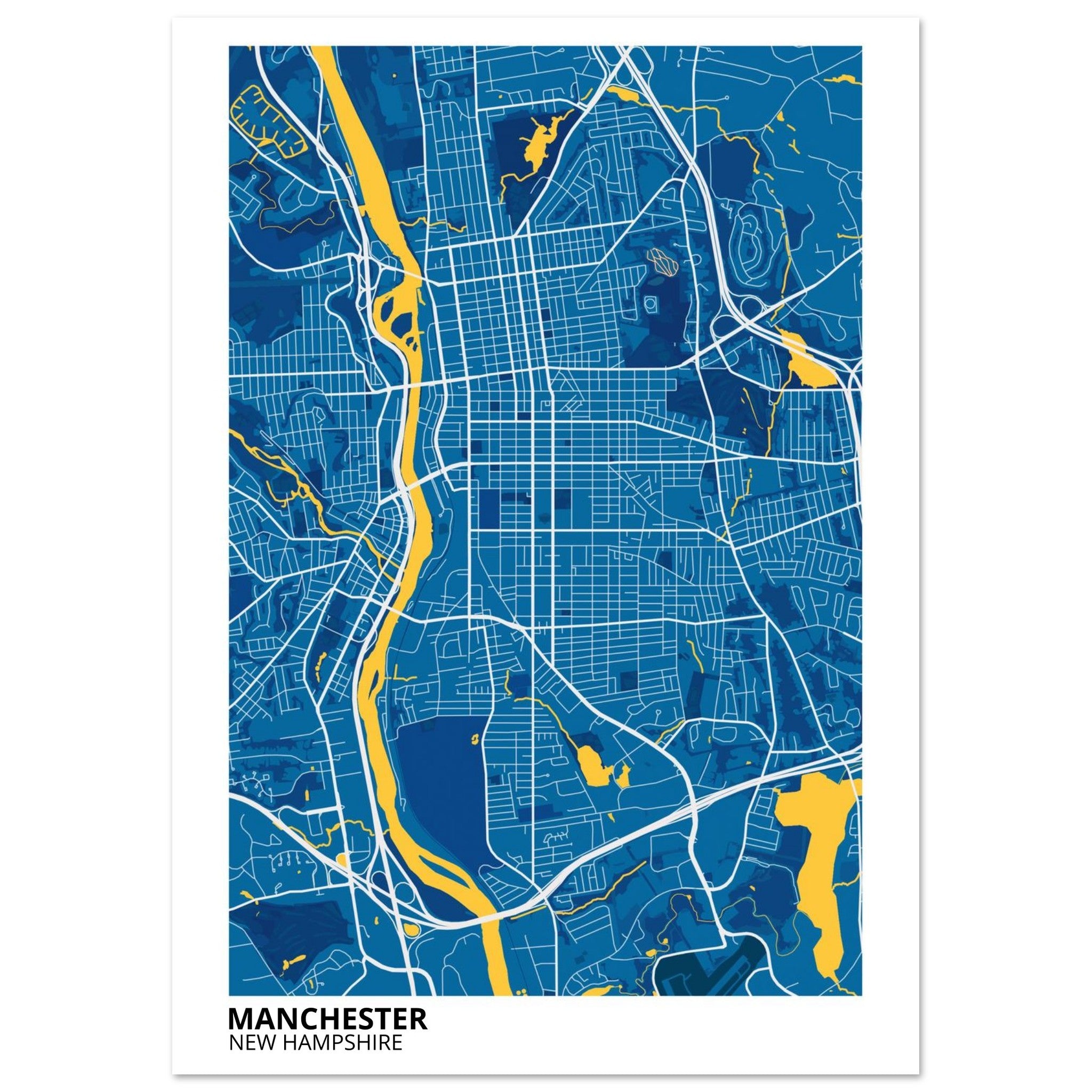 Manchester New Hampshire City Map Poster | Custom Map Art Print - Ink And Atlas