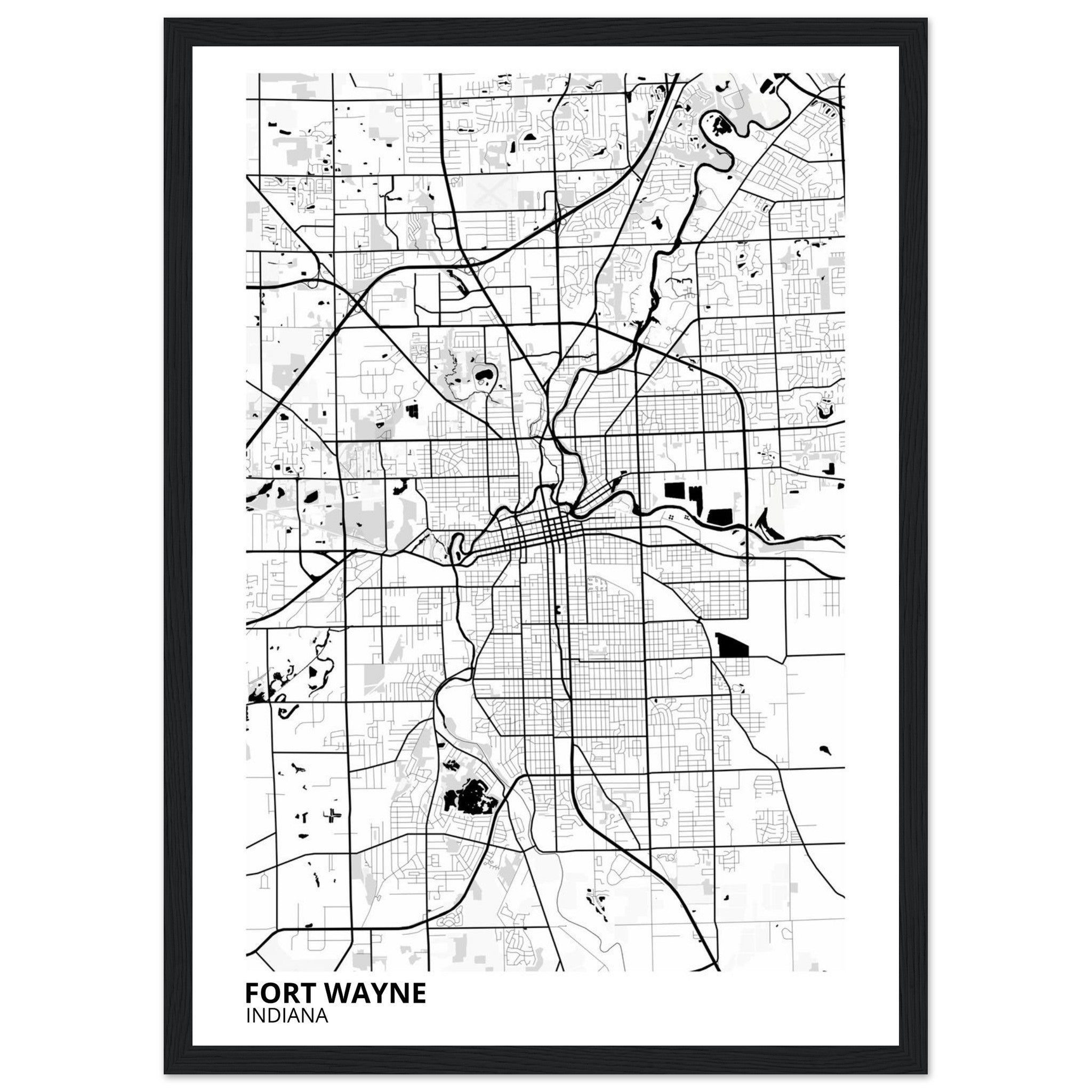 Fort Wayne Indiana City Map Poster | Custom Map Art Print - Ink And Atlas