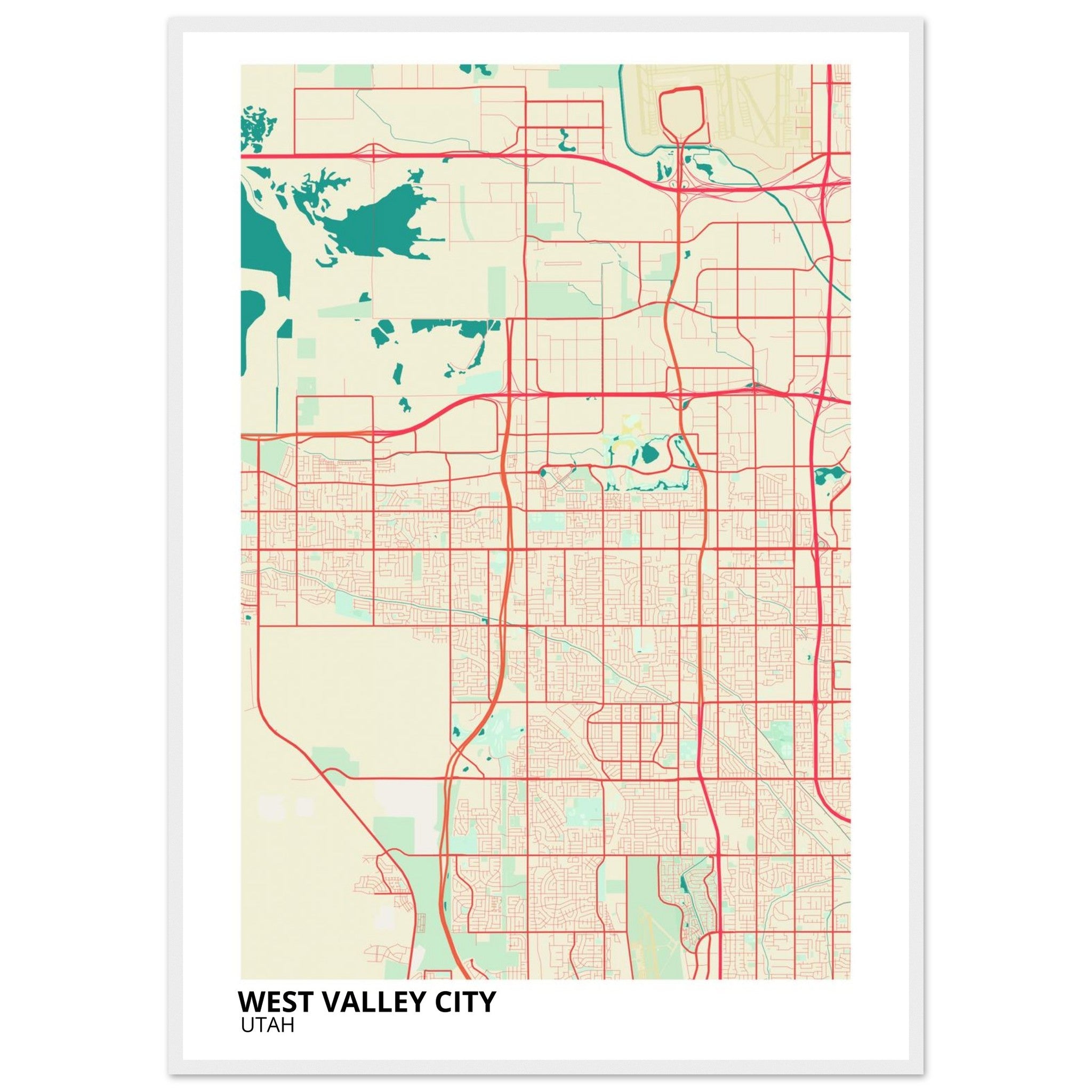 West Valley City Utah City Map Poster | Custom Map Art Print - Ink And Atlas