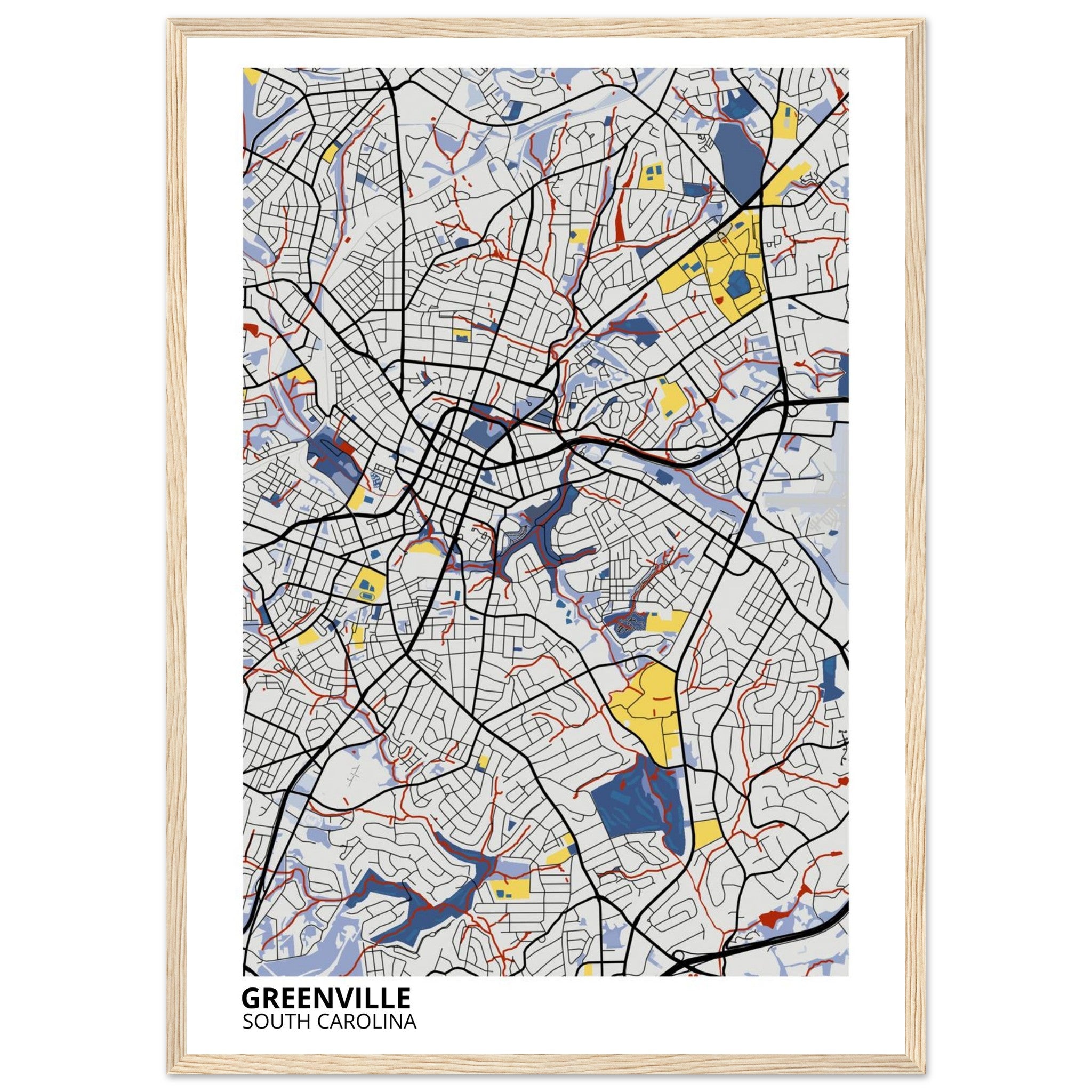 Greenville South Carolina City Map Poster | Custom Map Art Print - Ink And Atlas