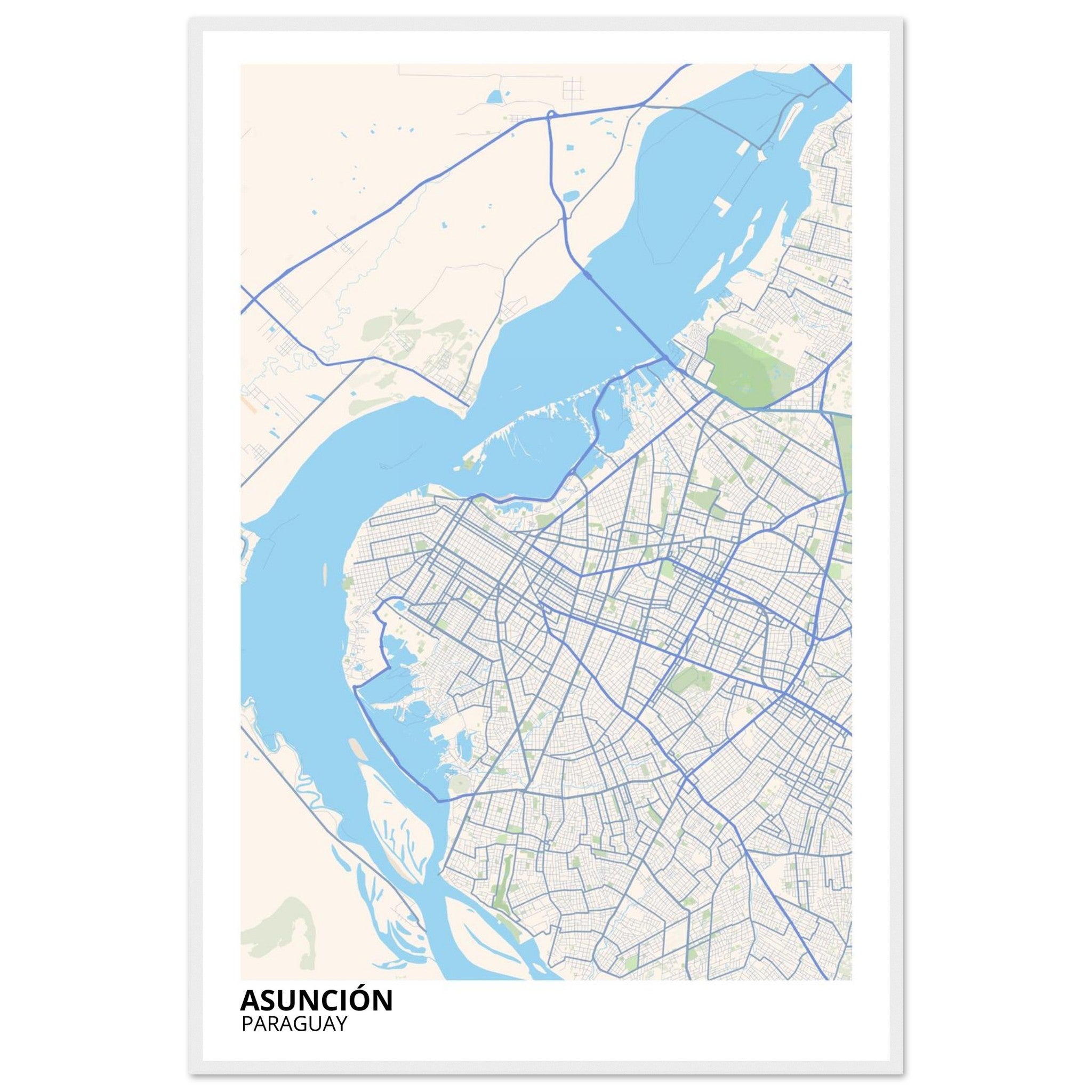 Asunción Paraguay City Map Poster | Custom Map Art Print - Ink And Atlas