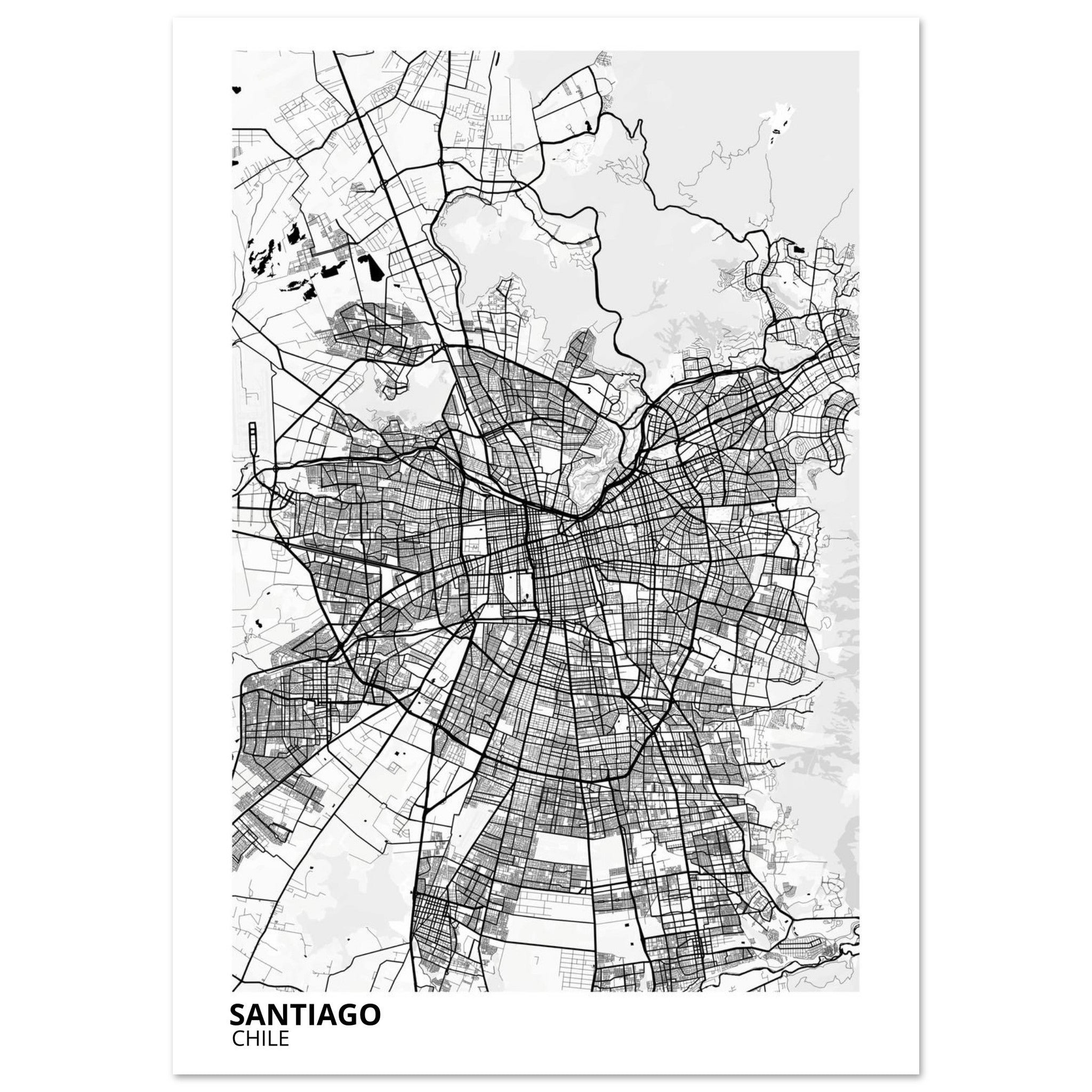 Santiago Chile City Map Poster | Custom Map Art Print - Ink And Atlas