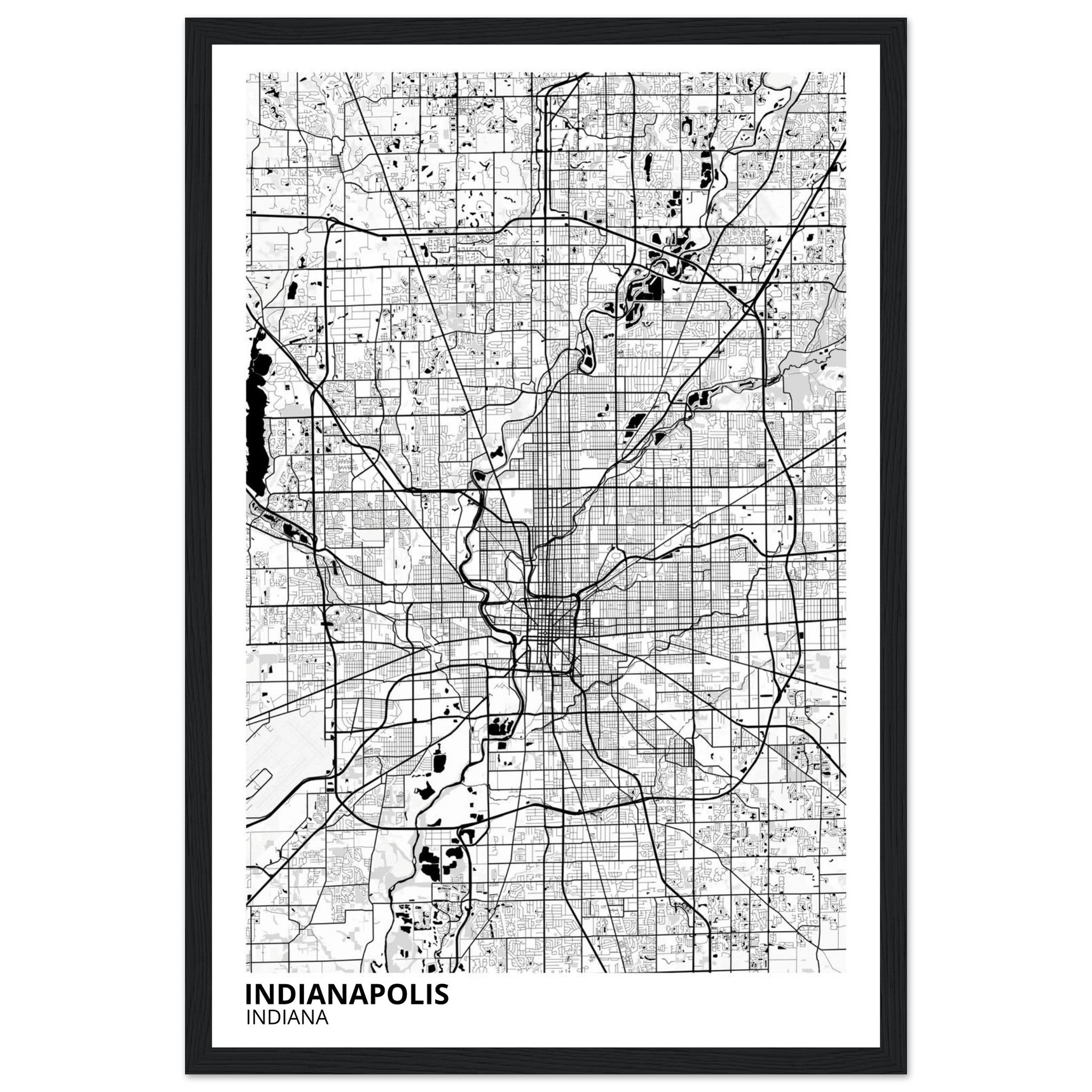 indianapolis map poster print