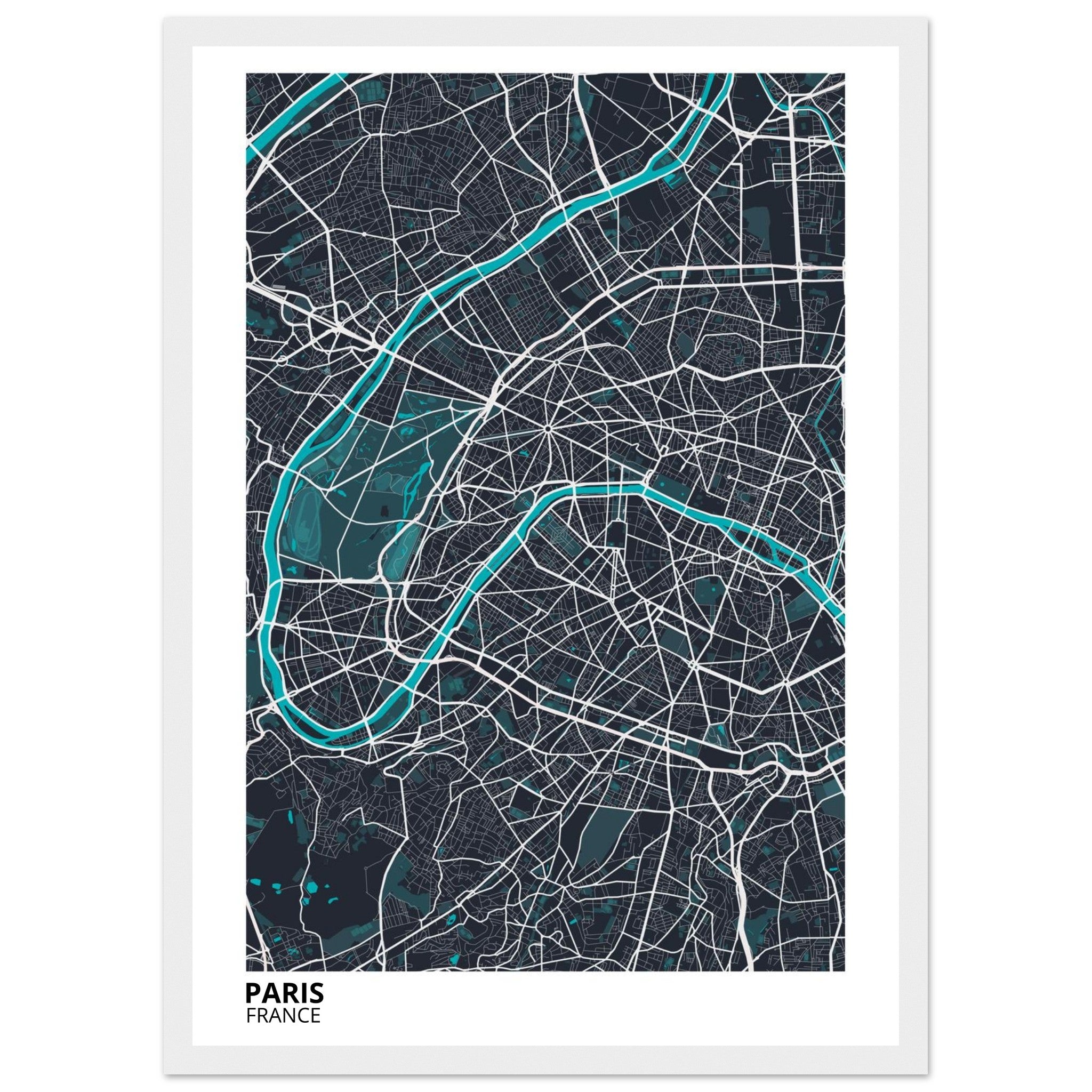 Paris France City Map Poster | Custom Map Art Print - Ink And Atlas