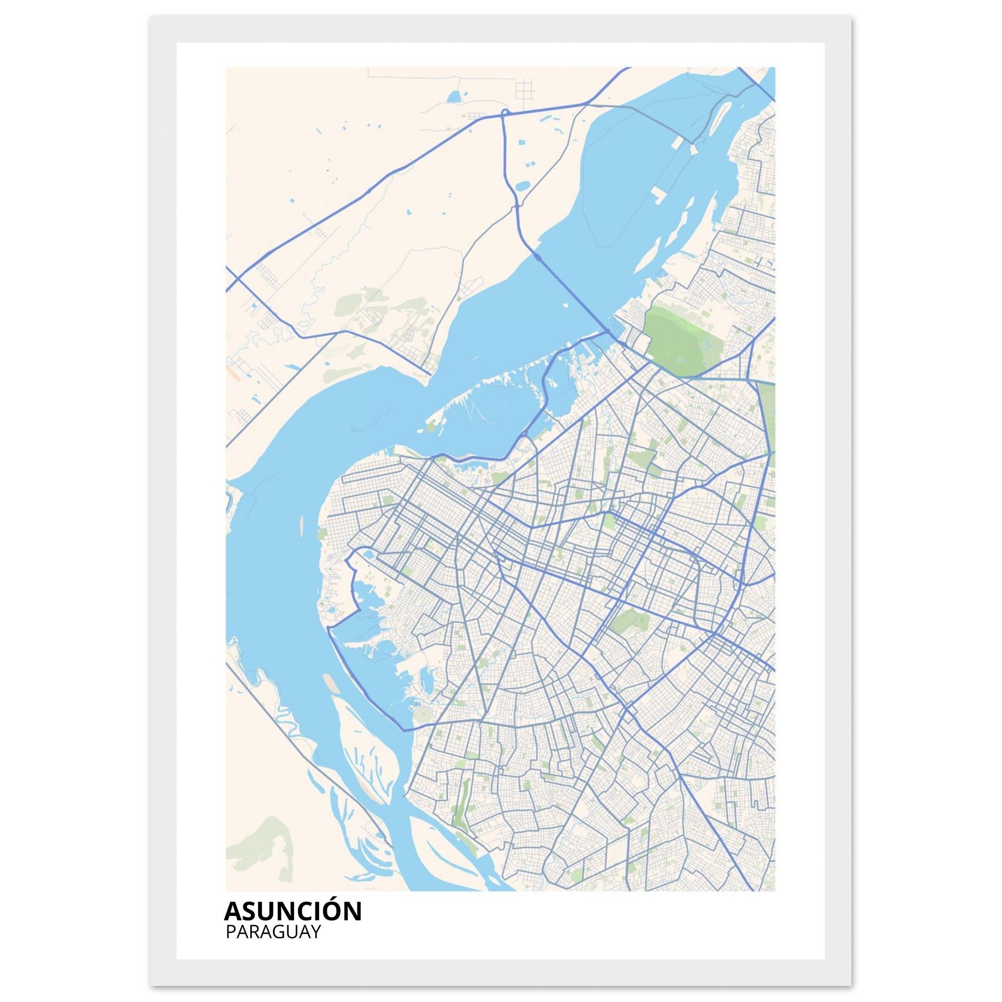 Asunción Paraguay City Map Poster | Custom Map Art Print - Ink And Atlas