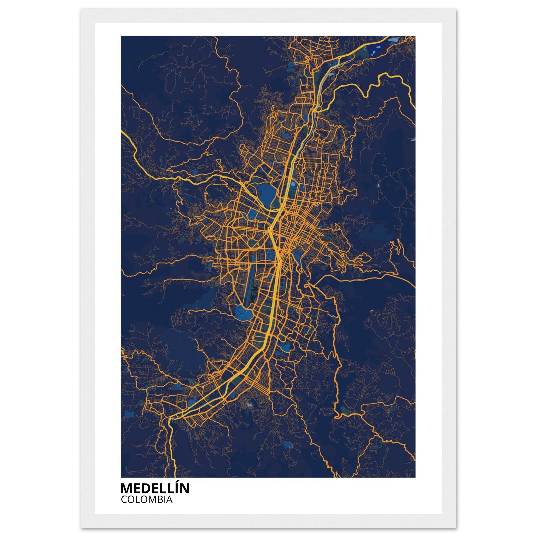 Medellín Colombia City Map Poster | Custom Map Art Print - Ink And Atlas