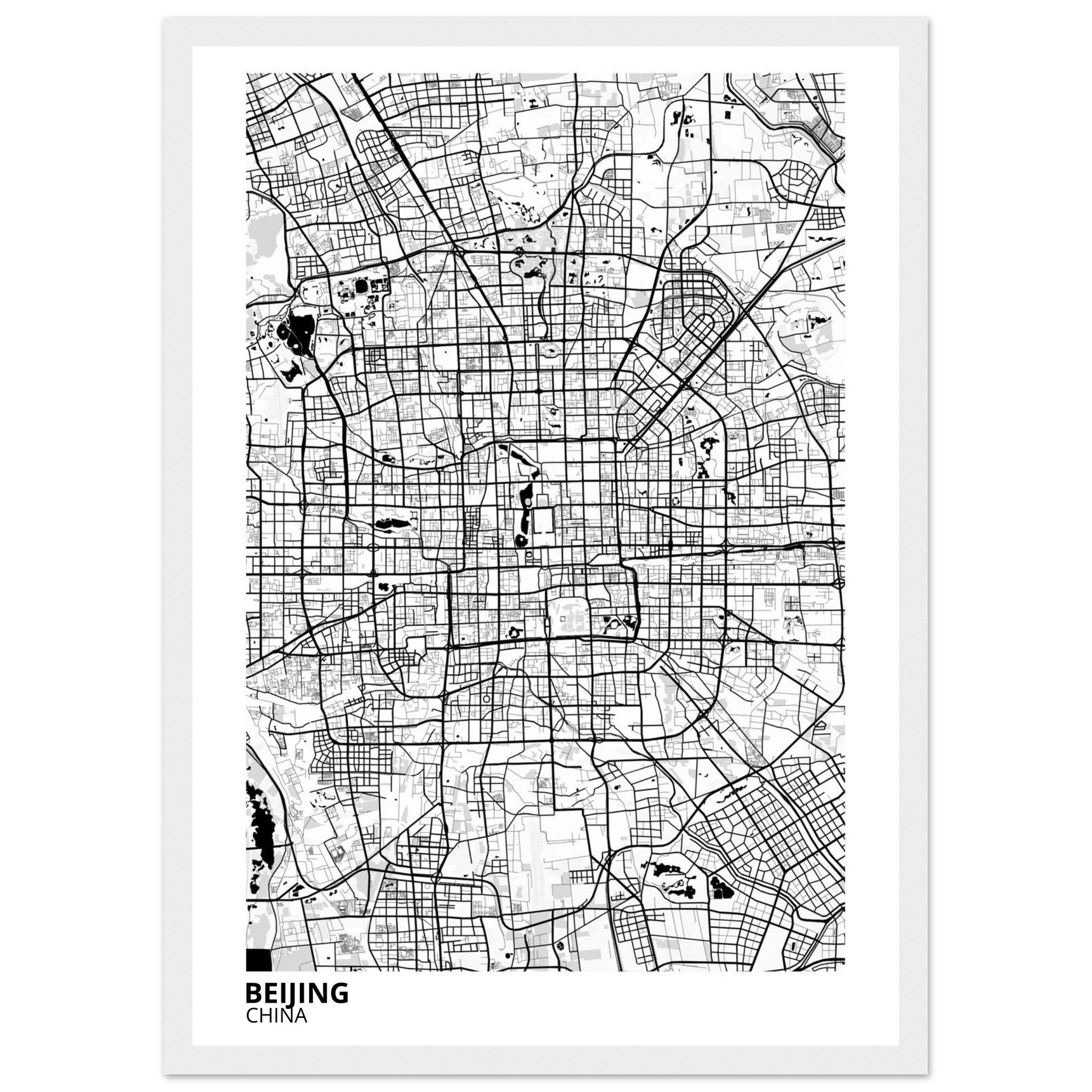 beijing china map poster print