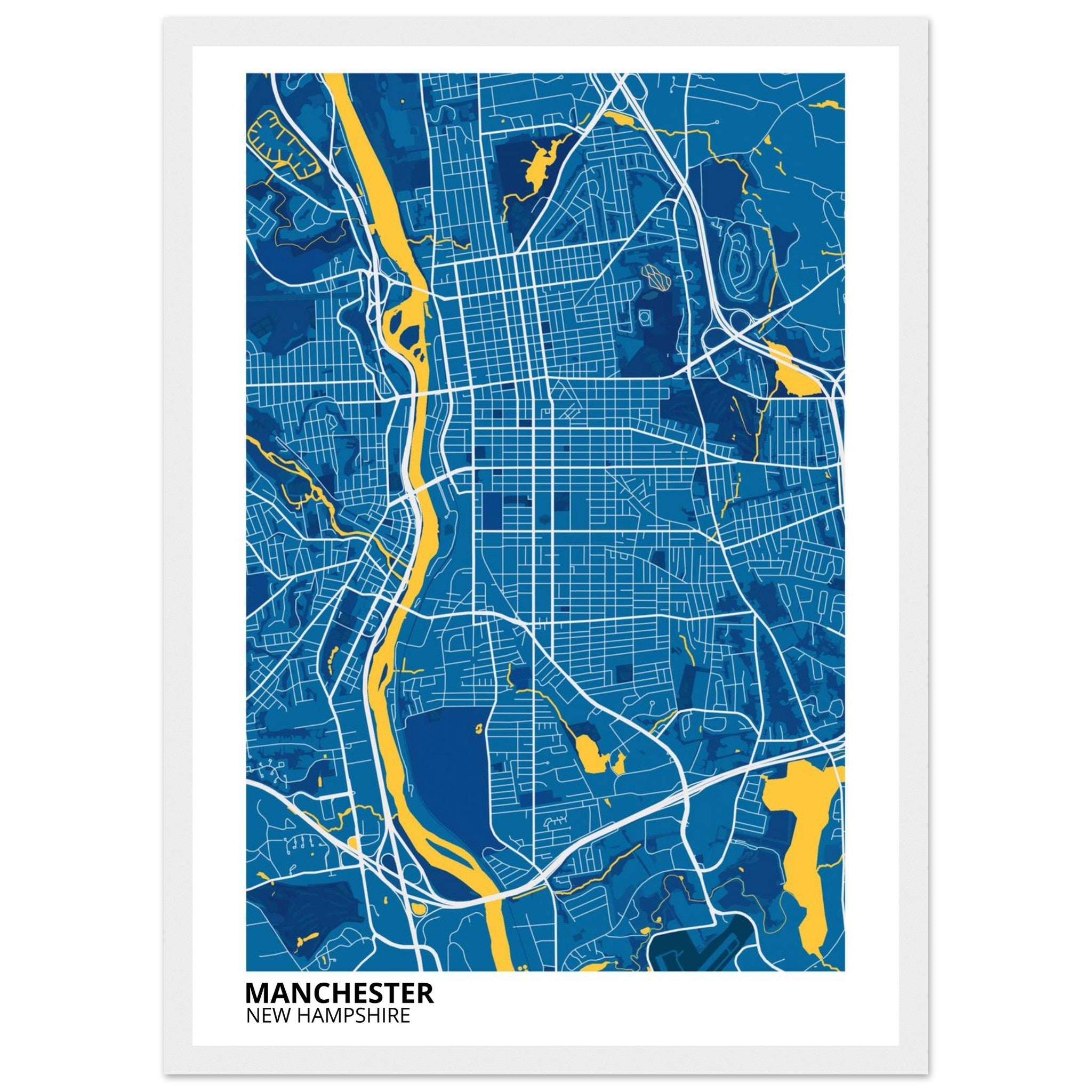 Manchester New Hampshire City Map Poster | Custom Map Art Print - Ink And Atlas