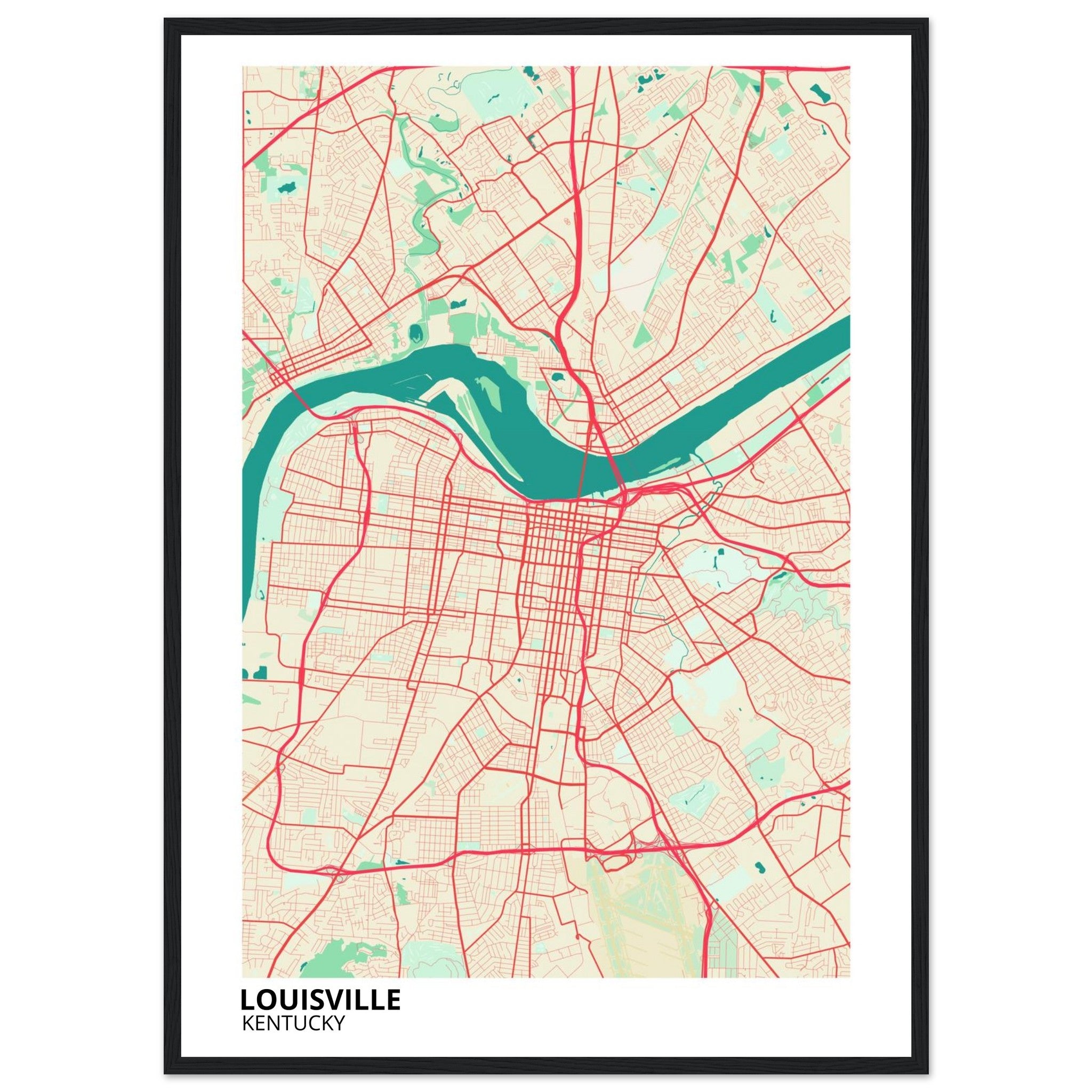 louisville map poster print