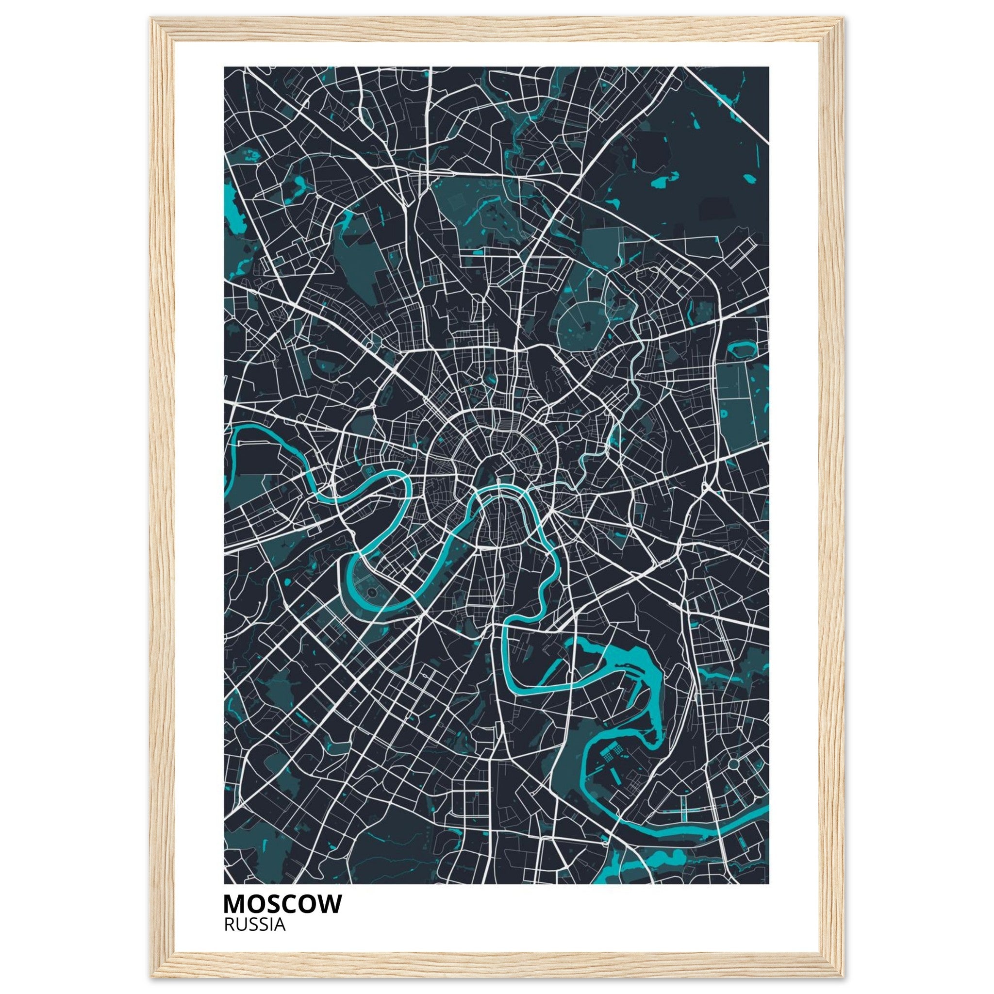moscow russia map poster print