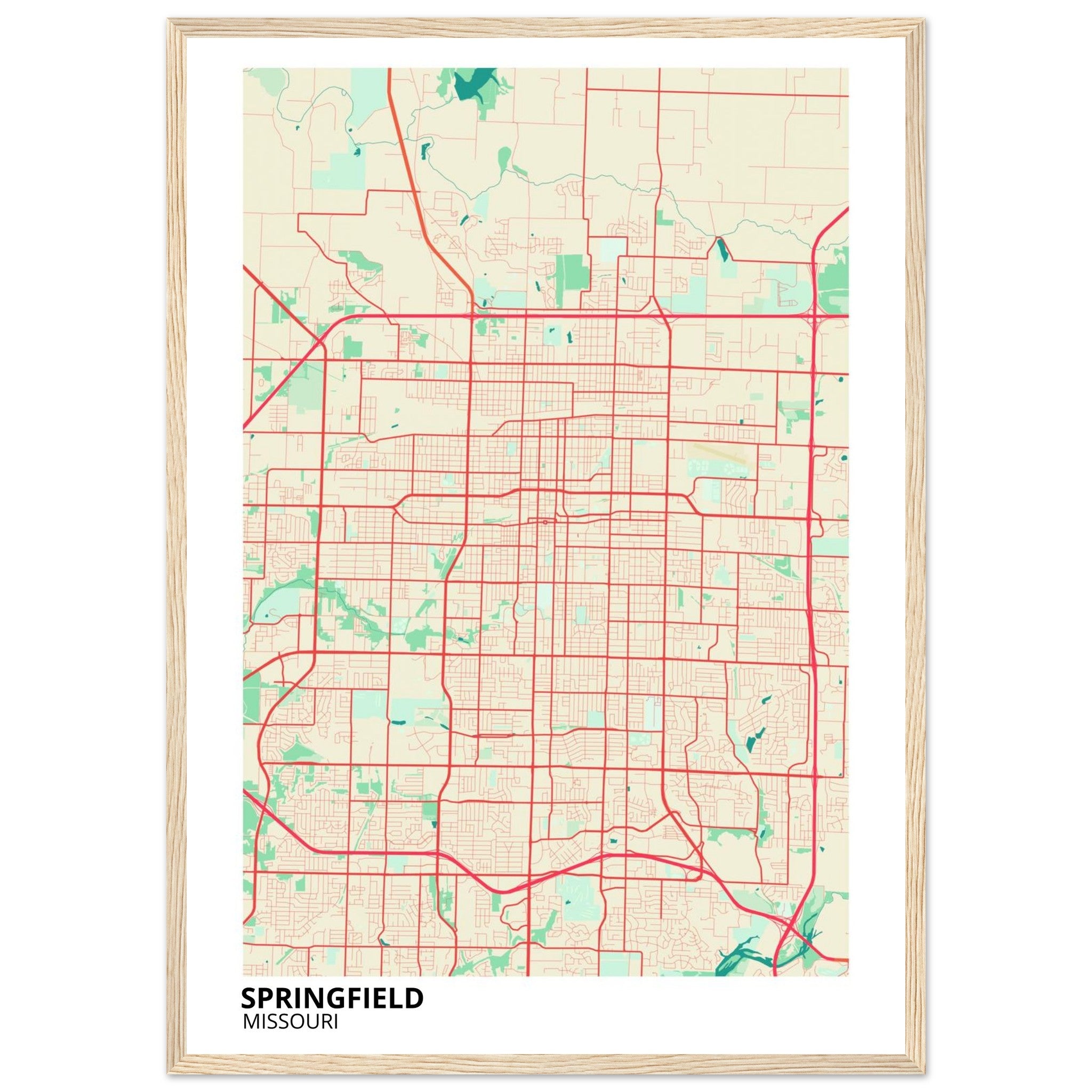 Springfield Missouri City Map Poster | Custom Map Art Print - Ink And Atlas