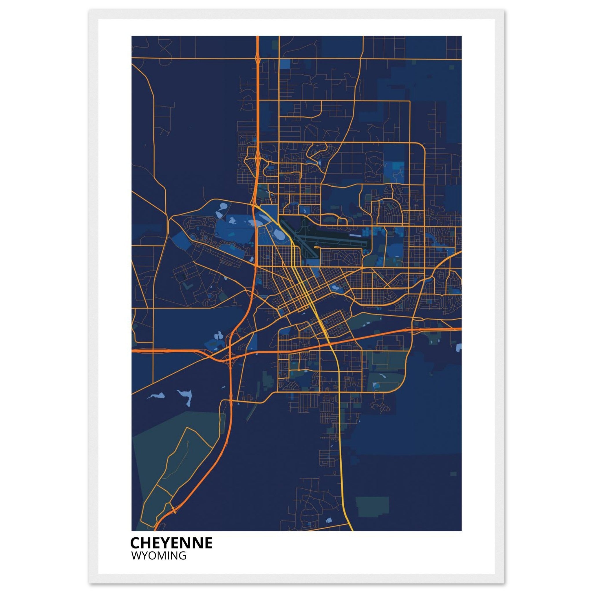 cheyenne map poster print