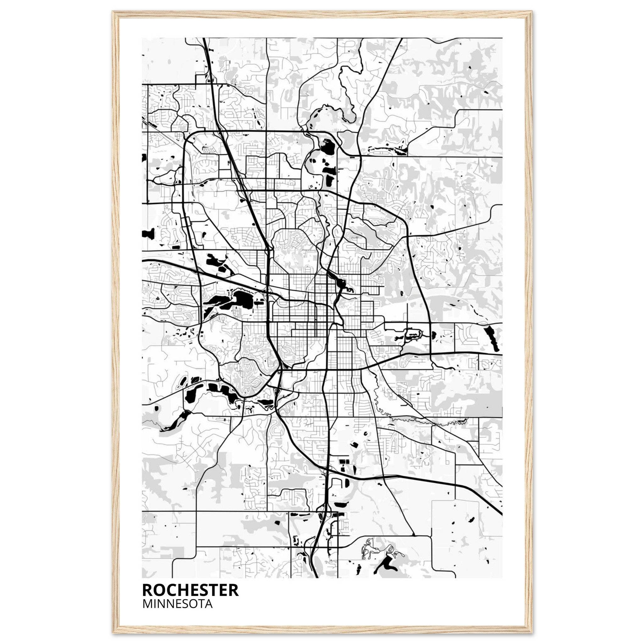 Rochester Minnesota City Map Poster | Custom Map Art Print - Ink And Atlas