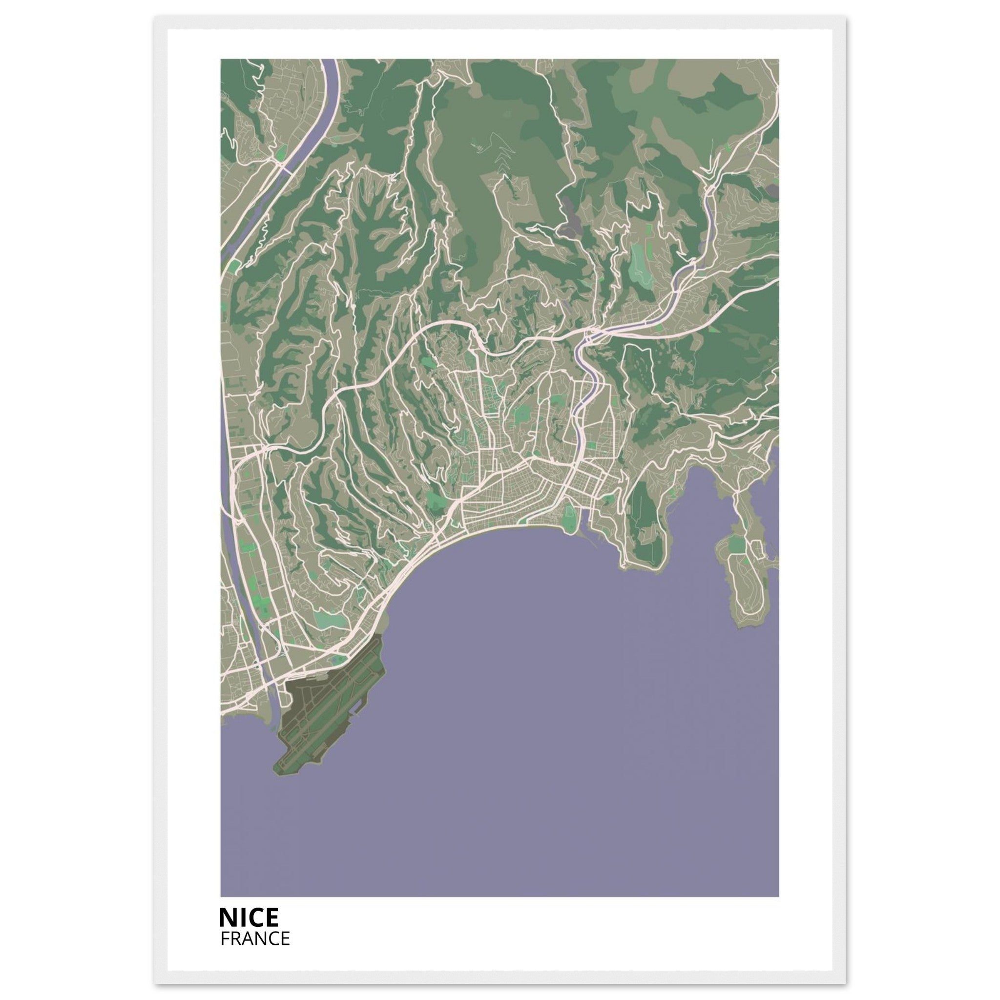 Nice France City Map Poster | Custom Map Art Print - Ink And Atlas