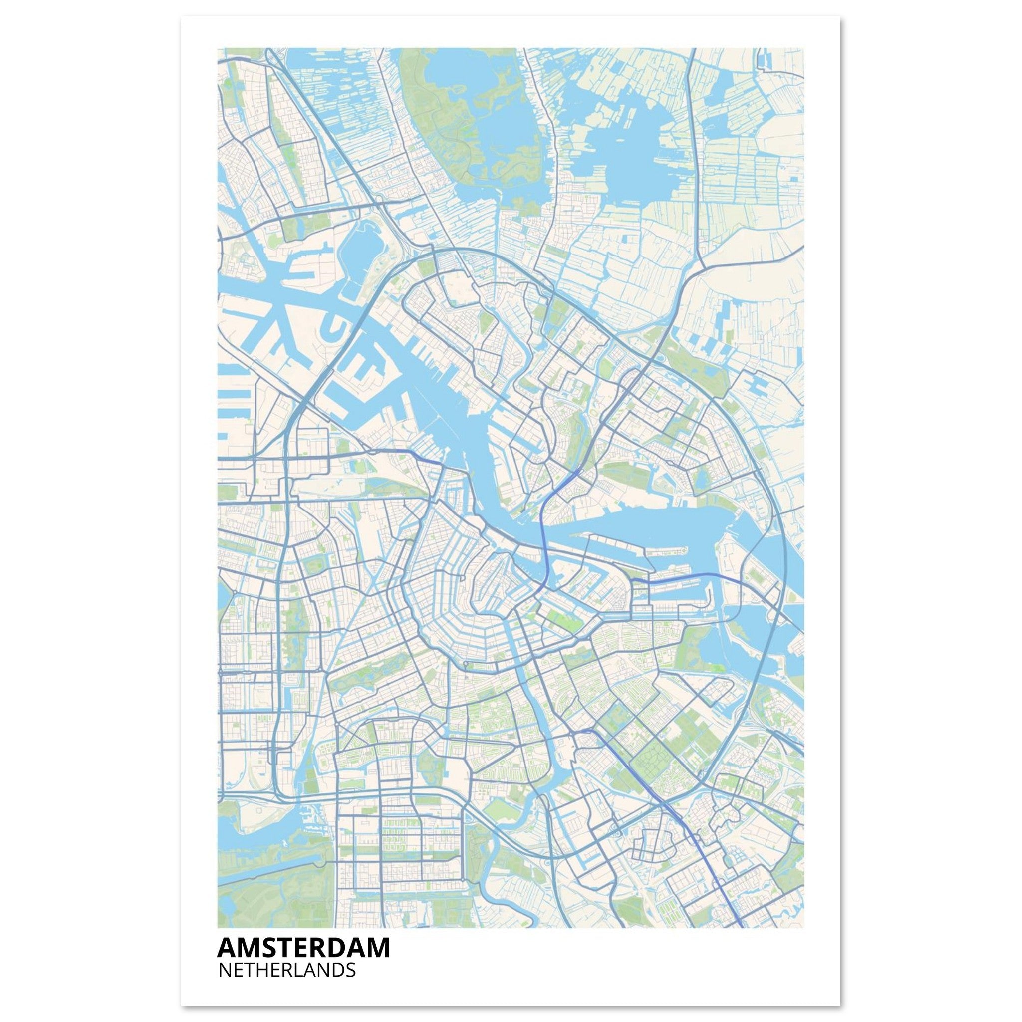 Amsterdam Netherlands City Map Poster | Custom Map Art Print - Ink And Atlas