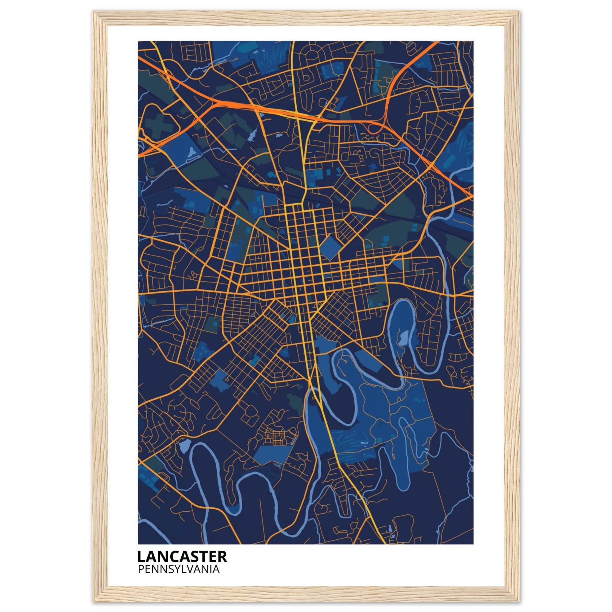 Lancaster Pennsylvania City Map Poster | Custom Map Art Print - Ink And Atlas