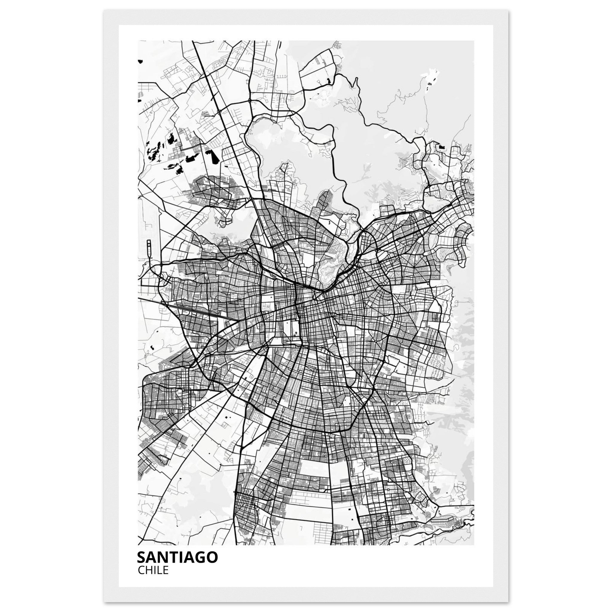 Santiago Chile City Map Poster | Custom Map Art Print - Ink And Atlas