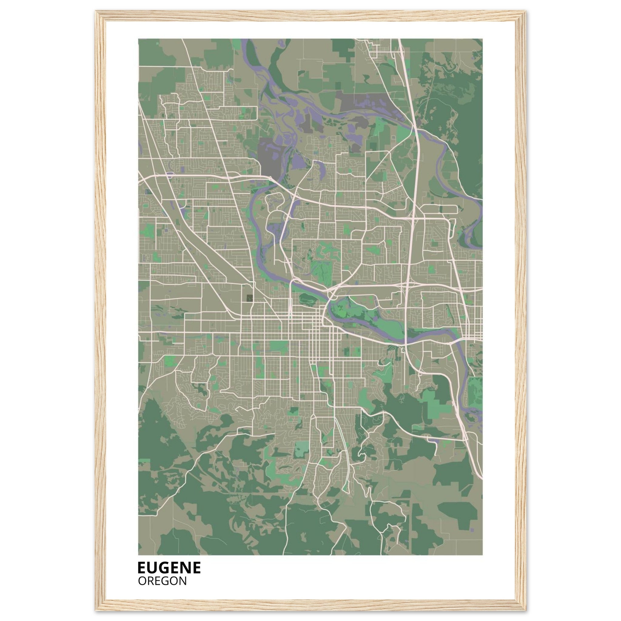Eugene Oregon City Map Poster | Custom Map Art Print - Ink And Atlas
