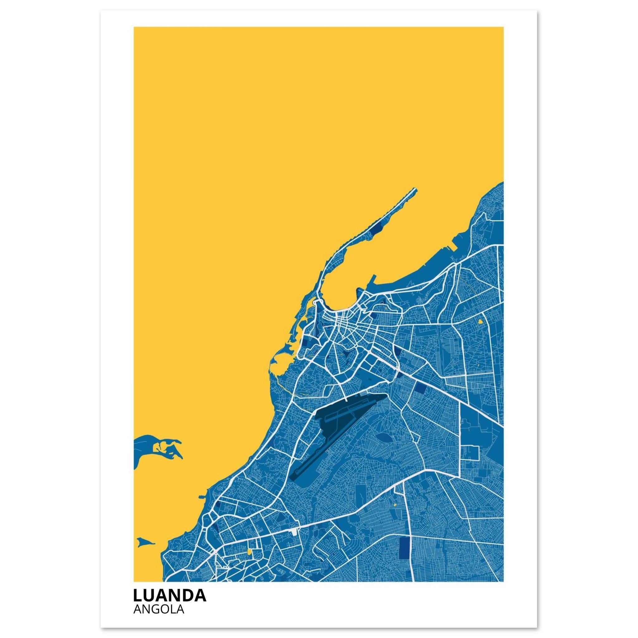 Luanda Angola City Map Poster | Custom Map Art Print - Ink And Atlas