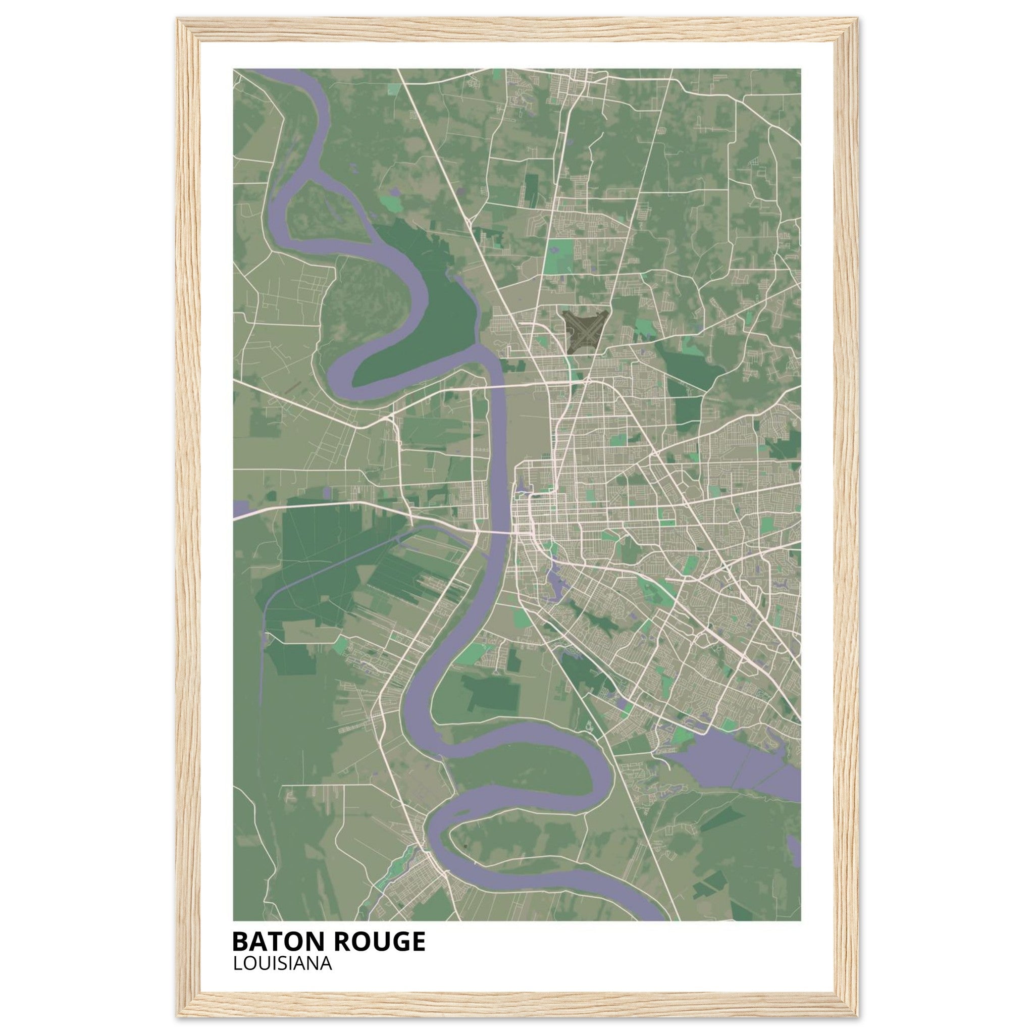 baton rouge map poster print