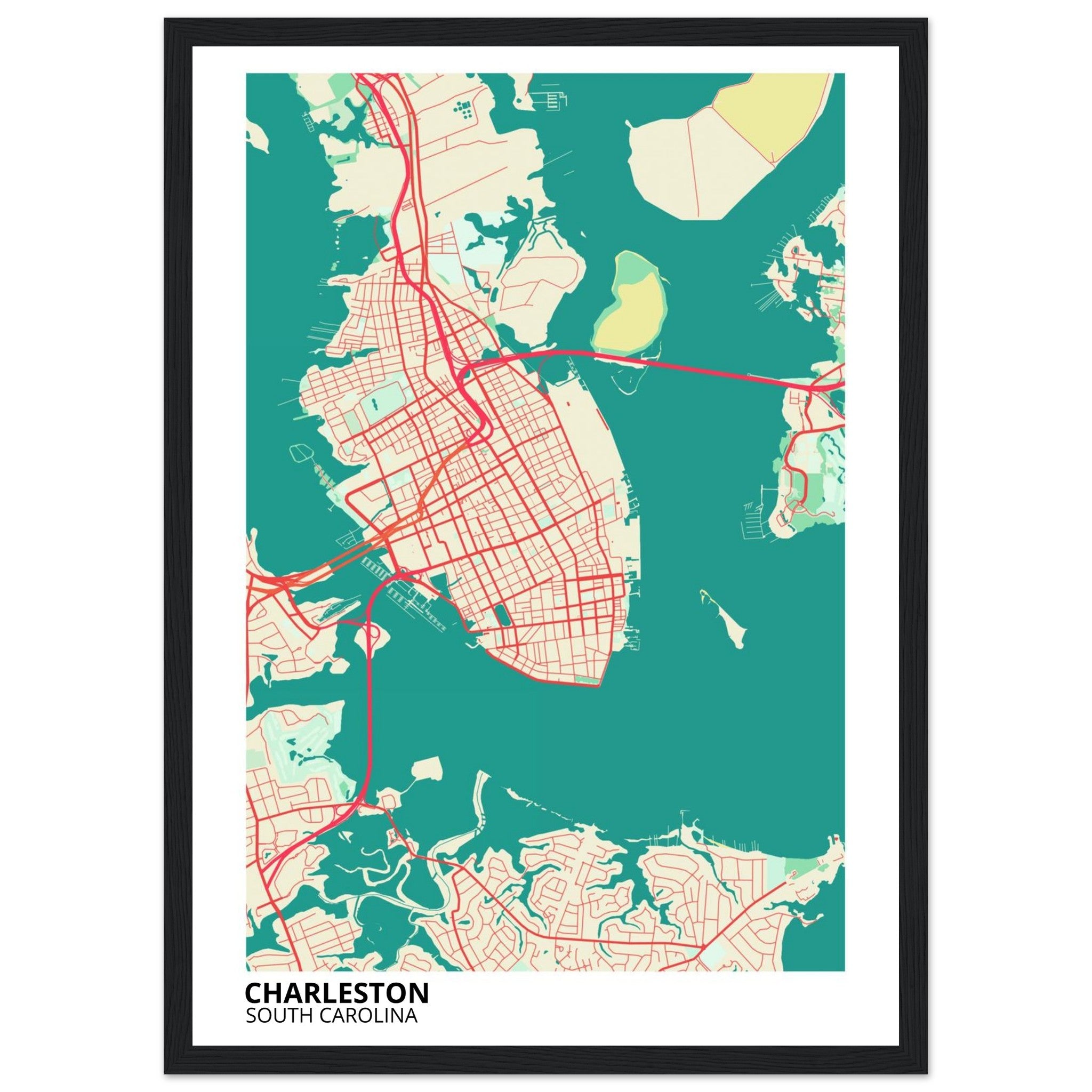 charleston map poster print