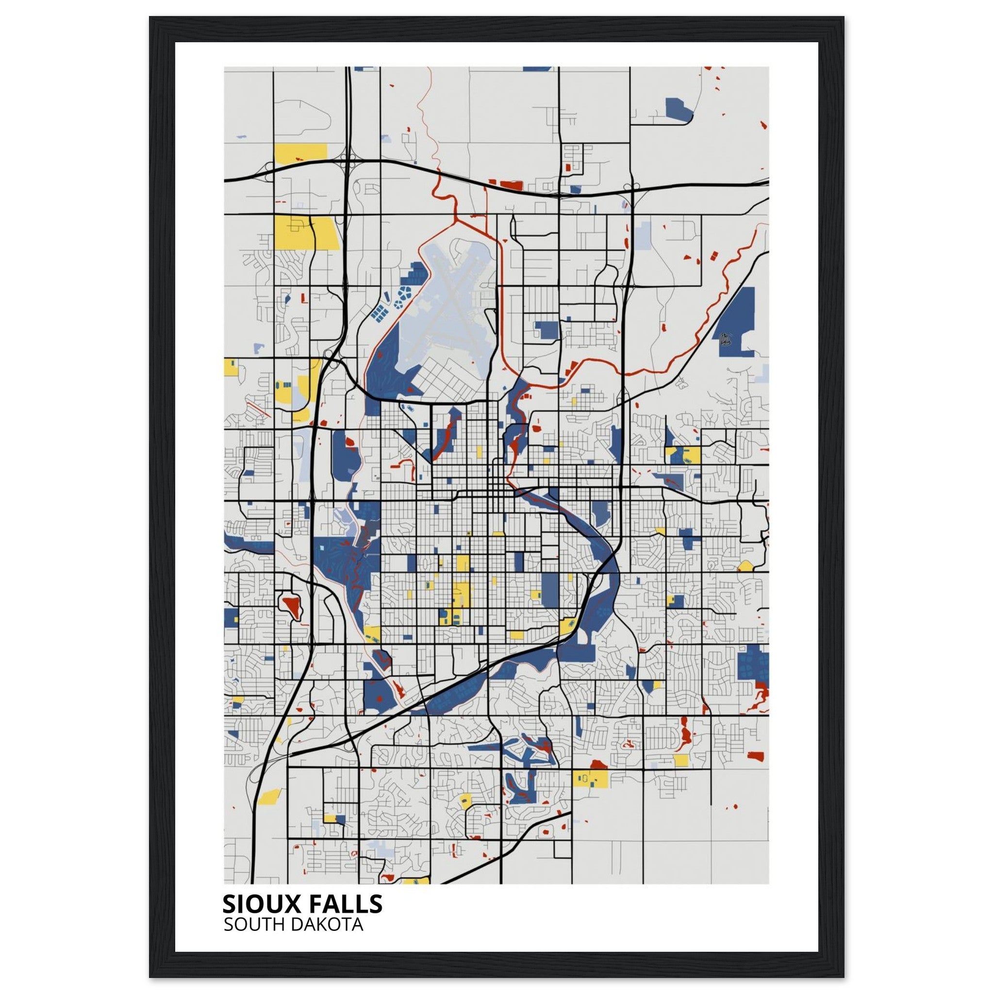 Sioux Falls South Dakota City Map Poster | Custom Map Art Print - Ink And Atlas