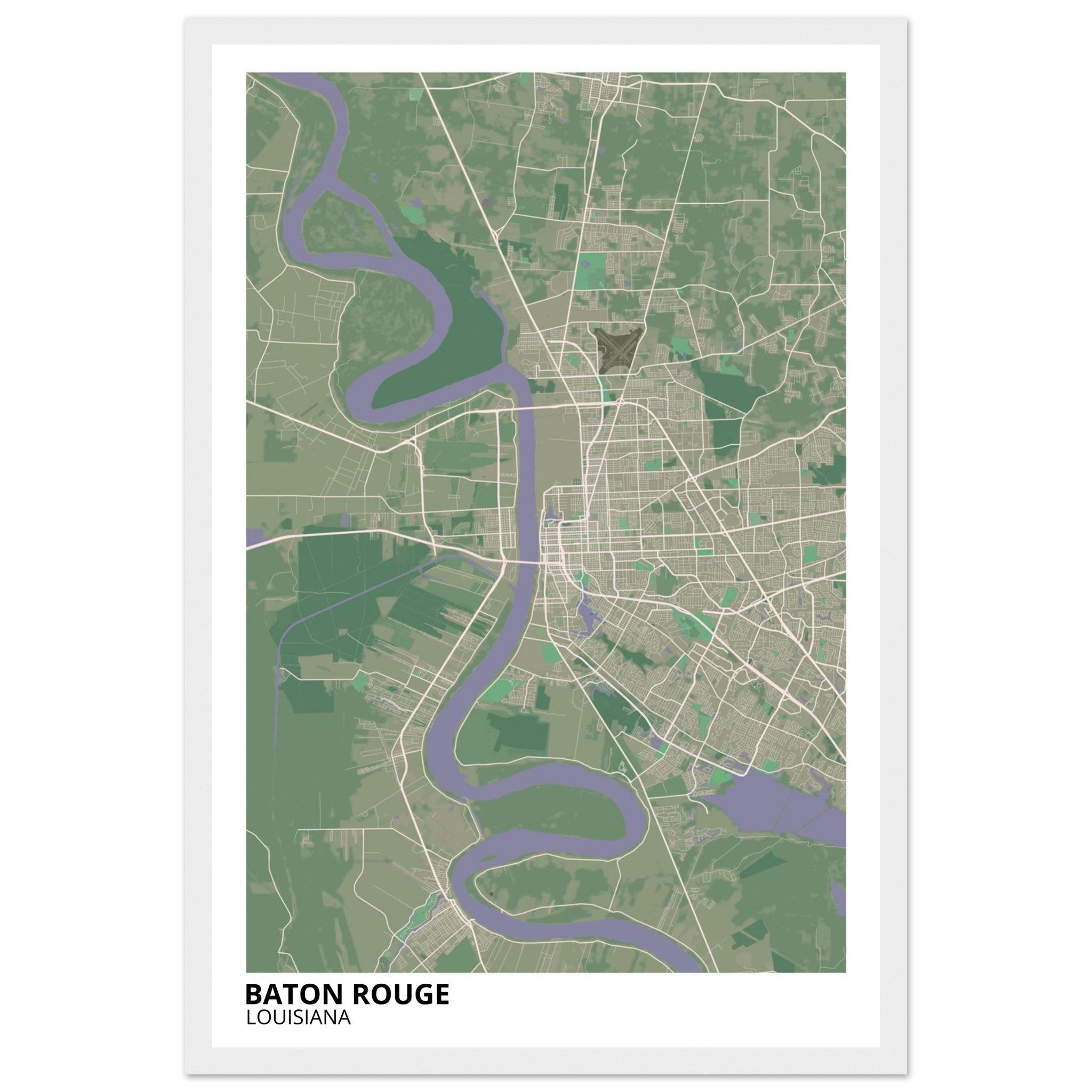 baton rouge map poster print