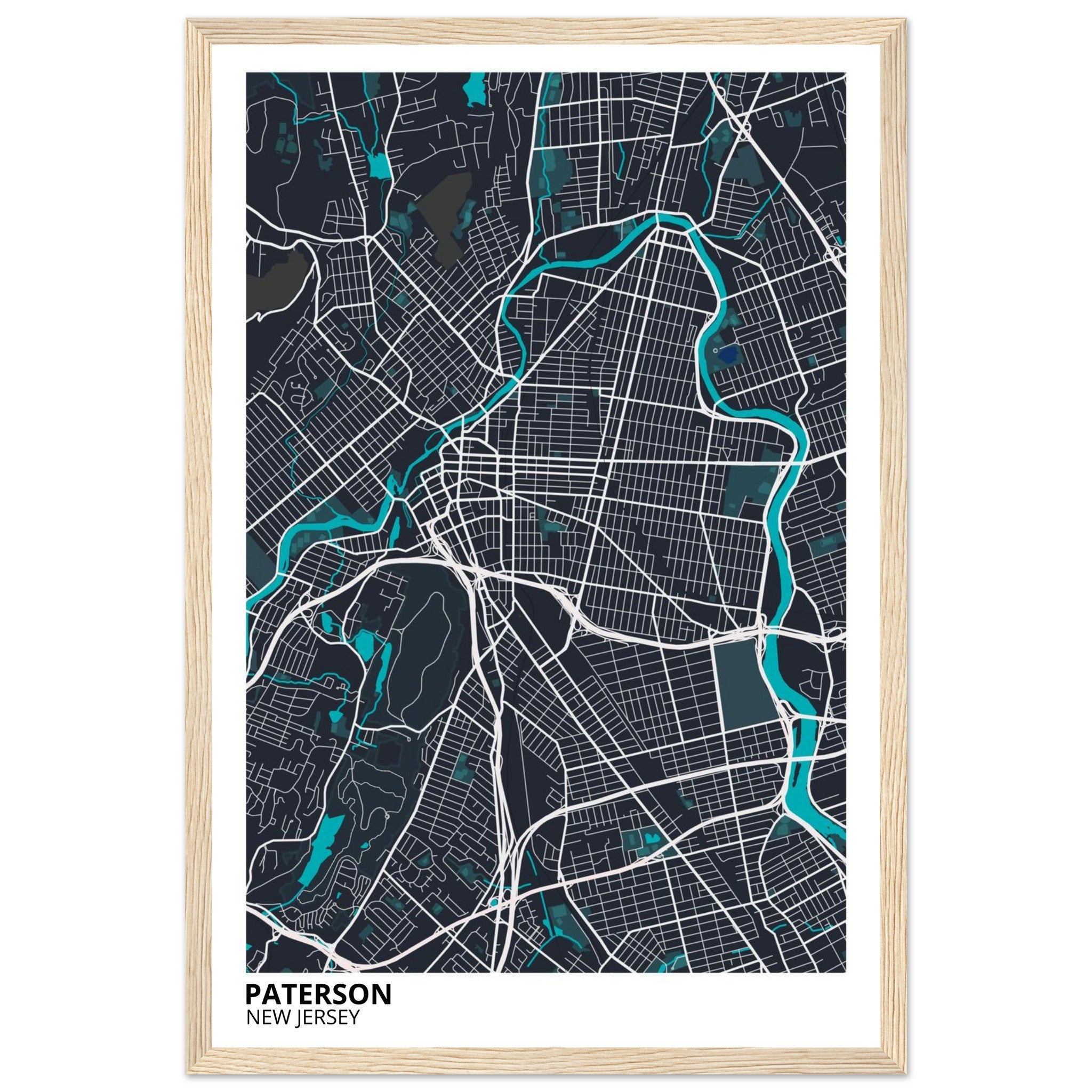 Paterson New Jersey City Map Poster | Custom Map Art Print - Ink And Atlas