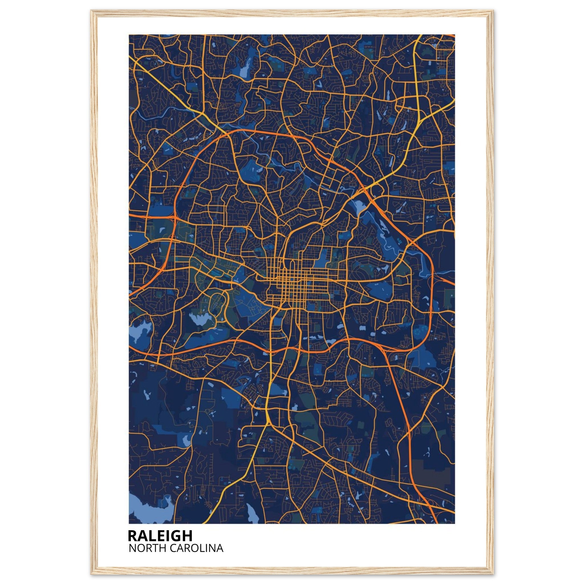 raleigh map poster print